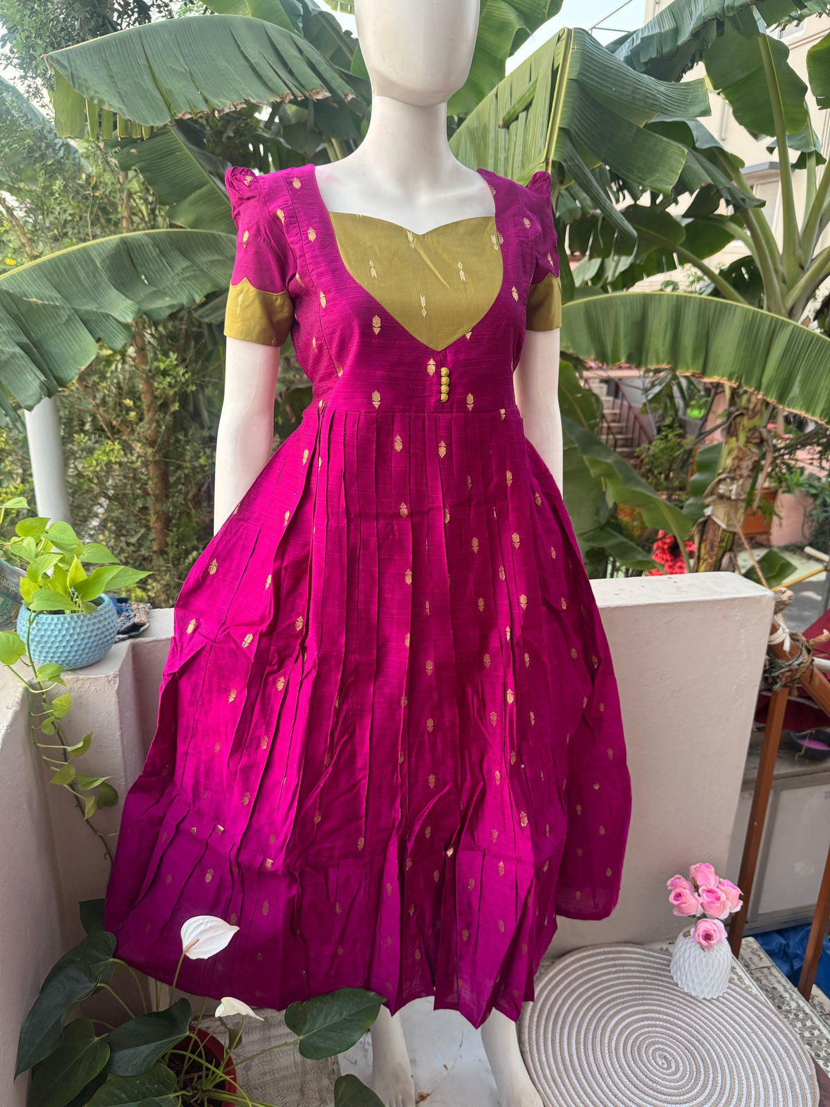 Diwali series Maternity raw silk maxi without dupatta