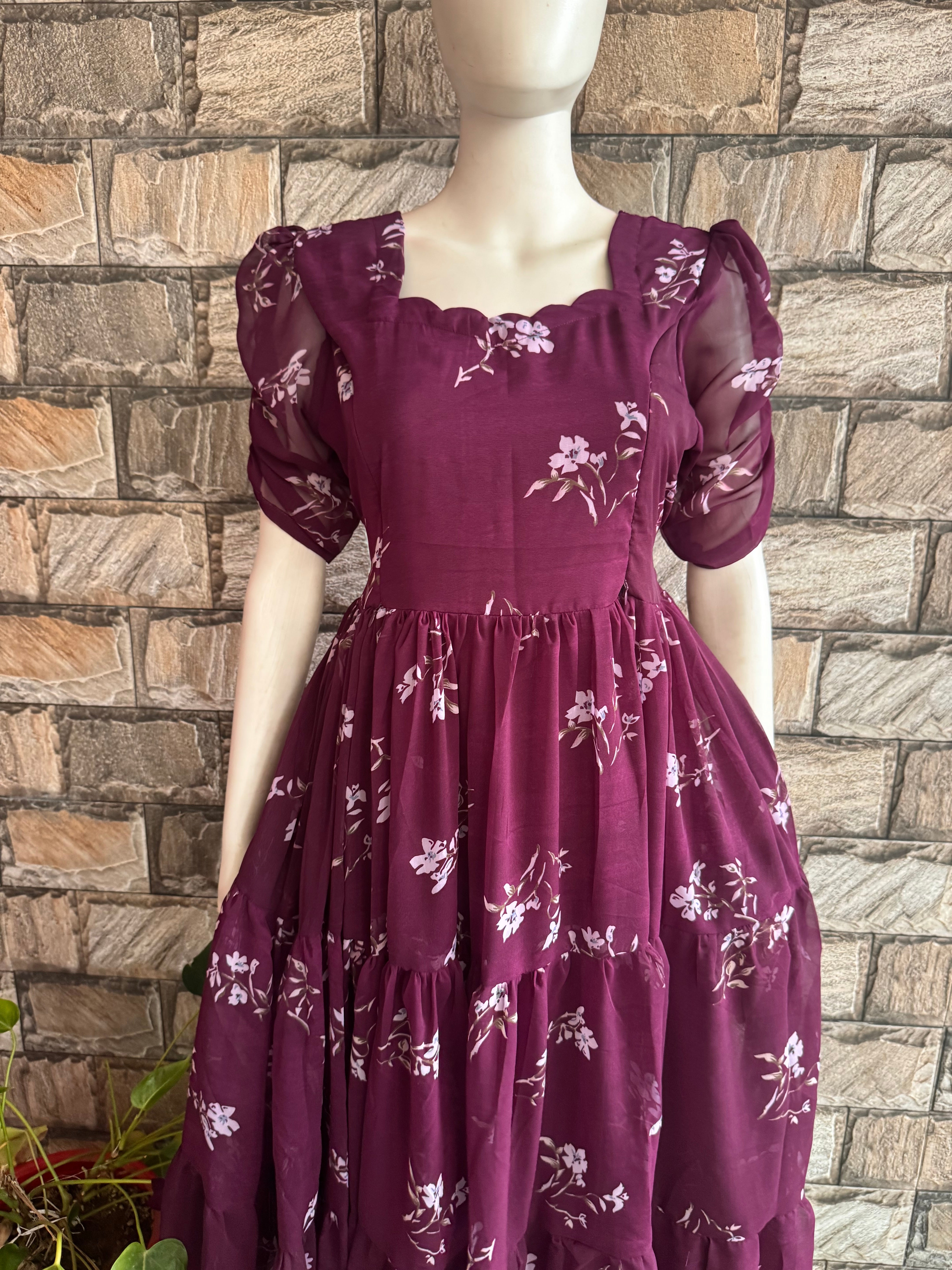 Wine Georgette Maternity Feeding maxi
