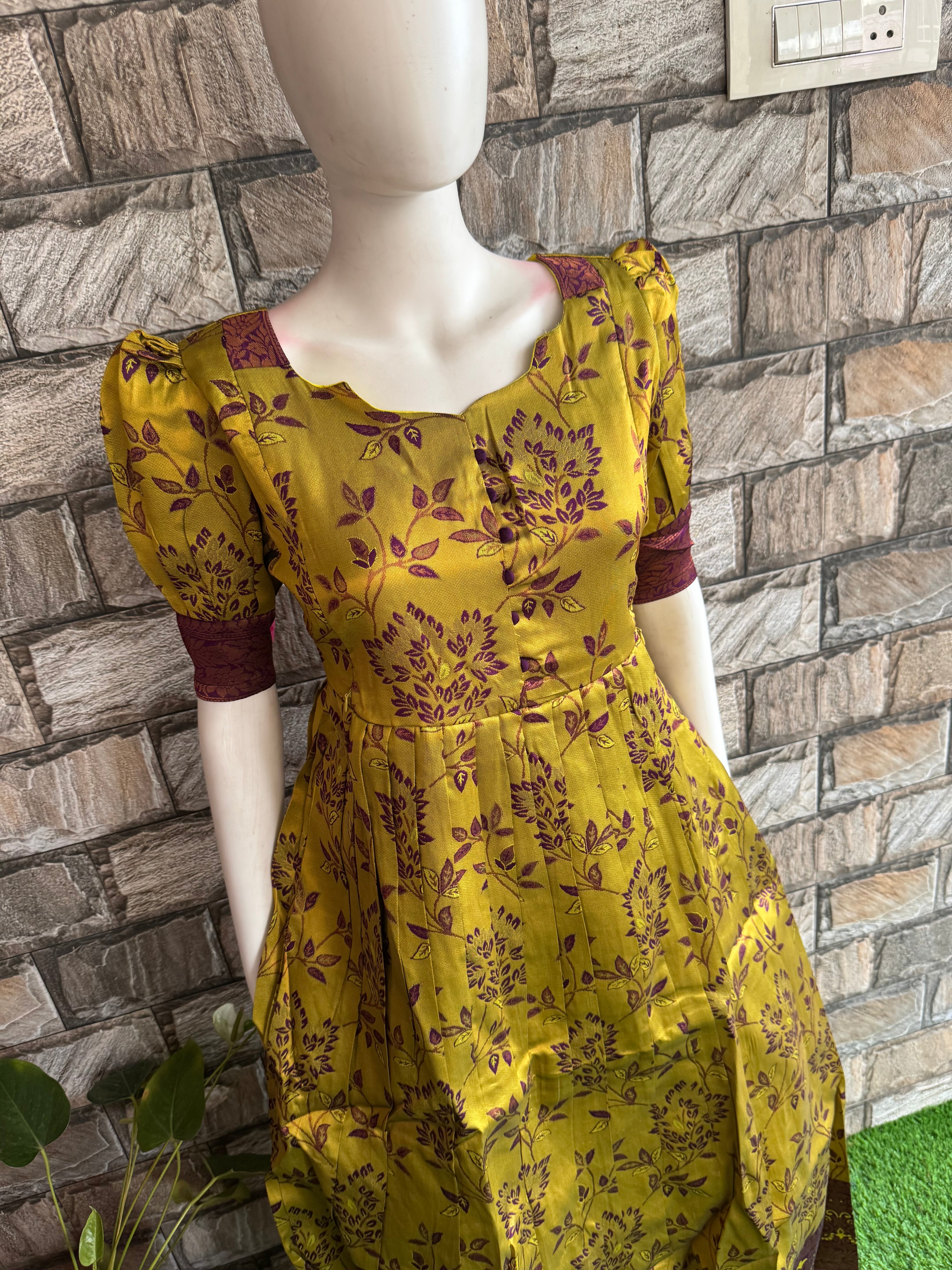 Festive wear Maternity Banarasi silk maxi Florescent