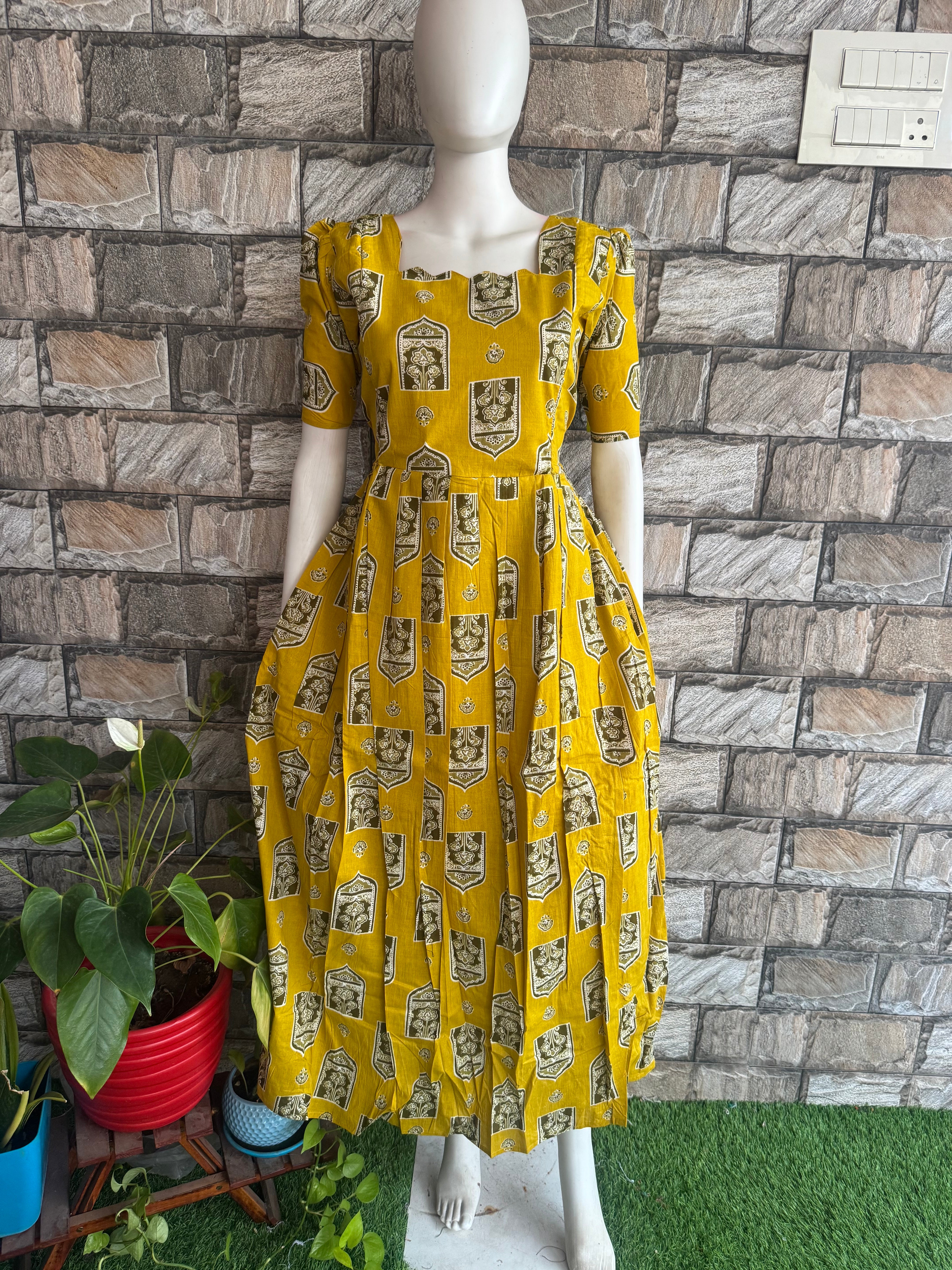Lemon yellow soft cotton Maternity maxi