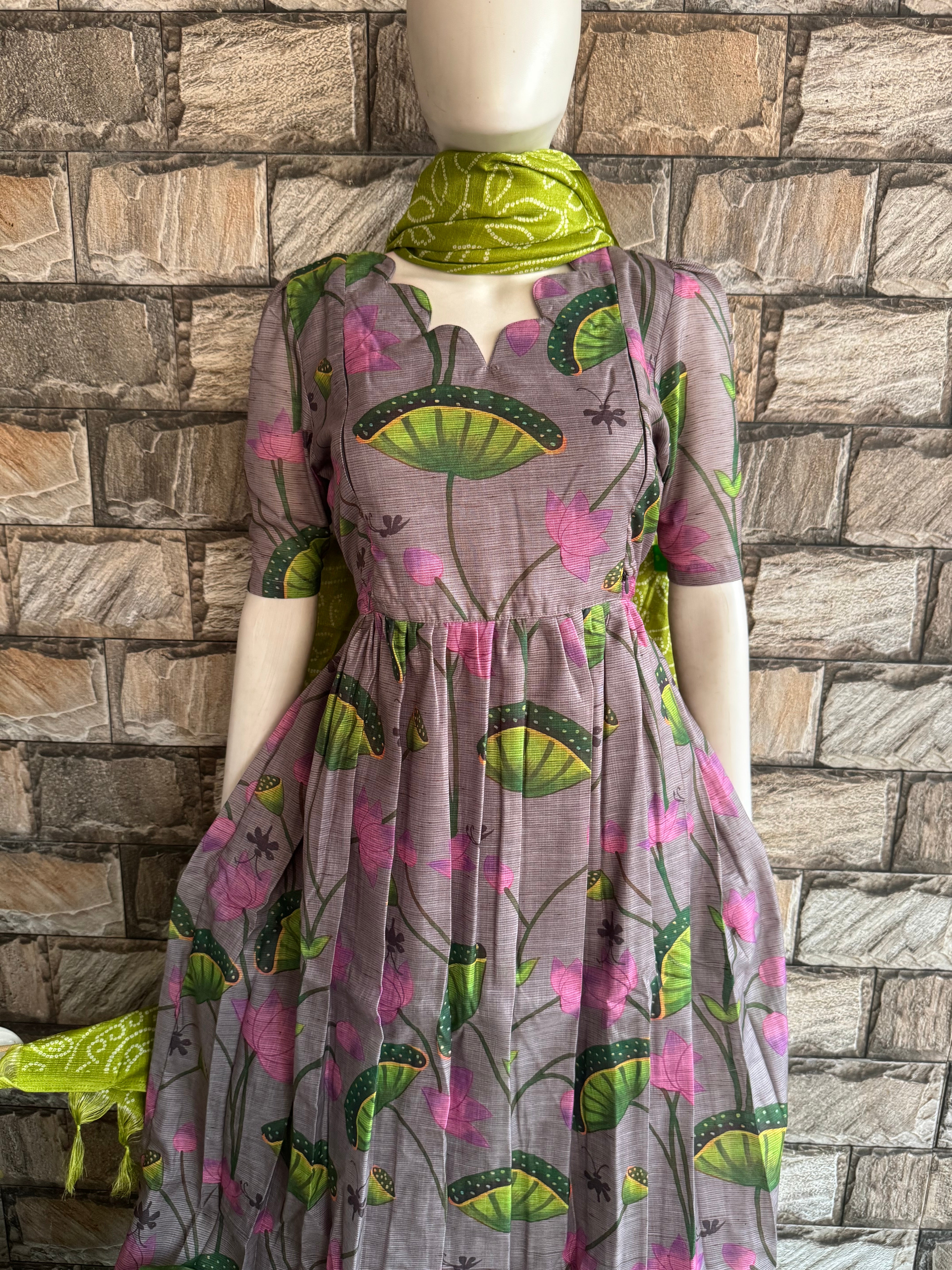 Linen Soft Cotton Maternity maxi Lotus