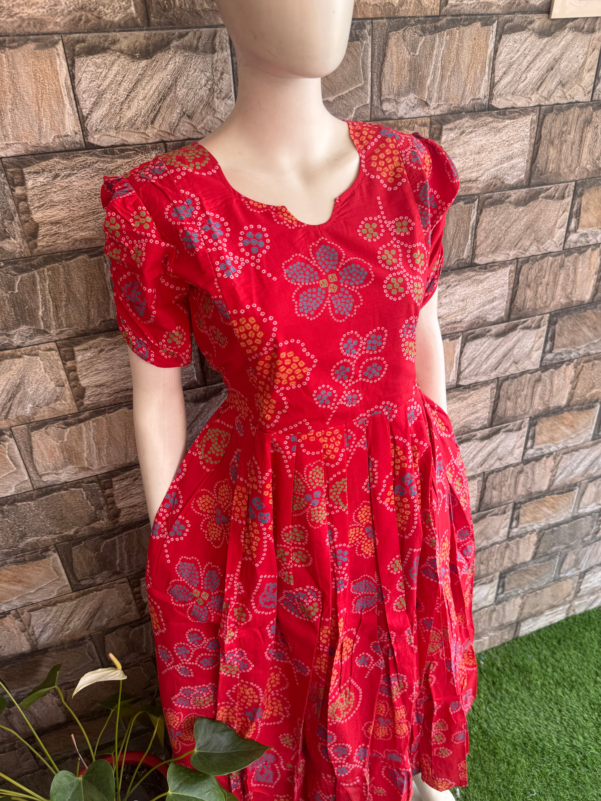 Soft cotton Maternity Feeding maxi Red shade without dupatta