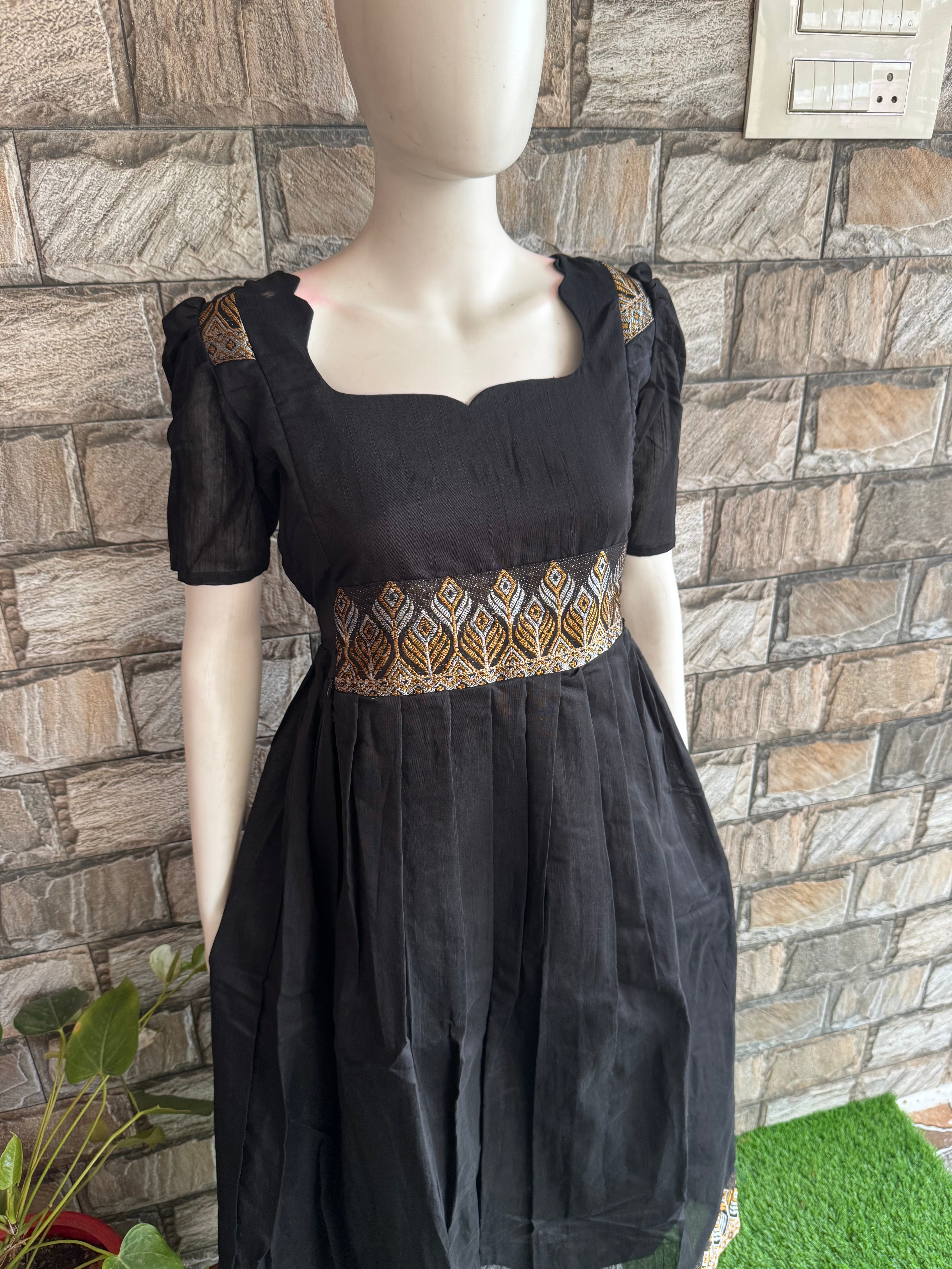 Festive wear Maternity raw silk maxi Black Beauty