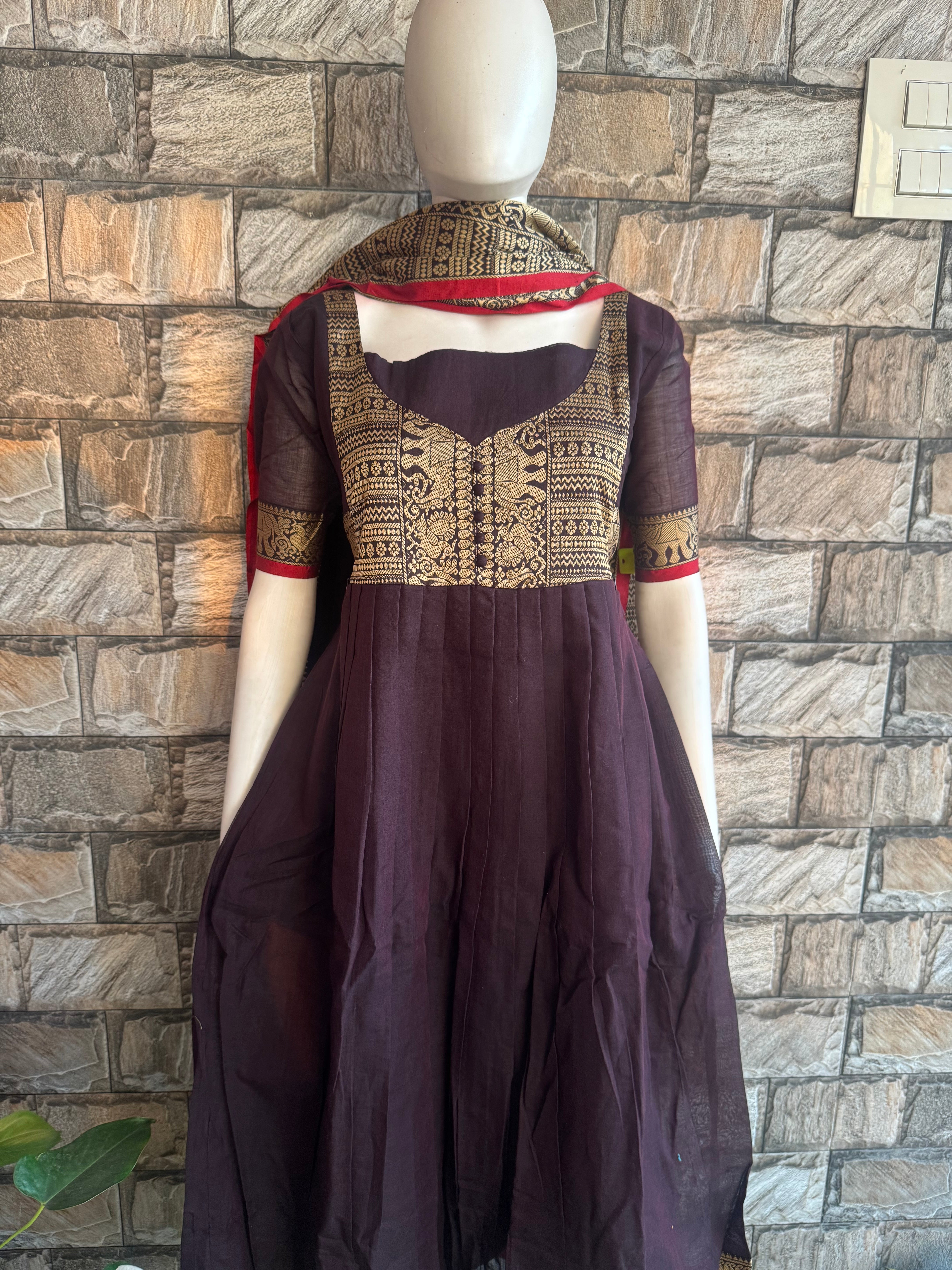 Narayanpet Maternity maxi without dupatta one L size available Coffee Brown