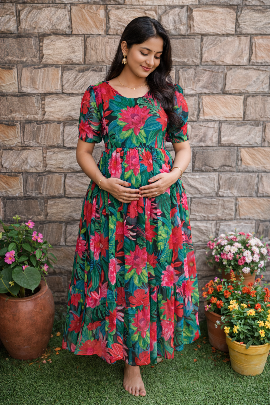 Lotus Georgette Maternity Maxi