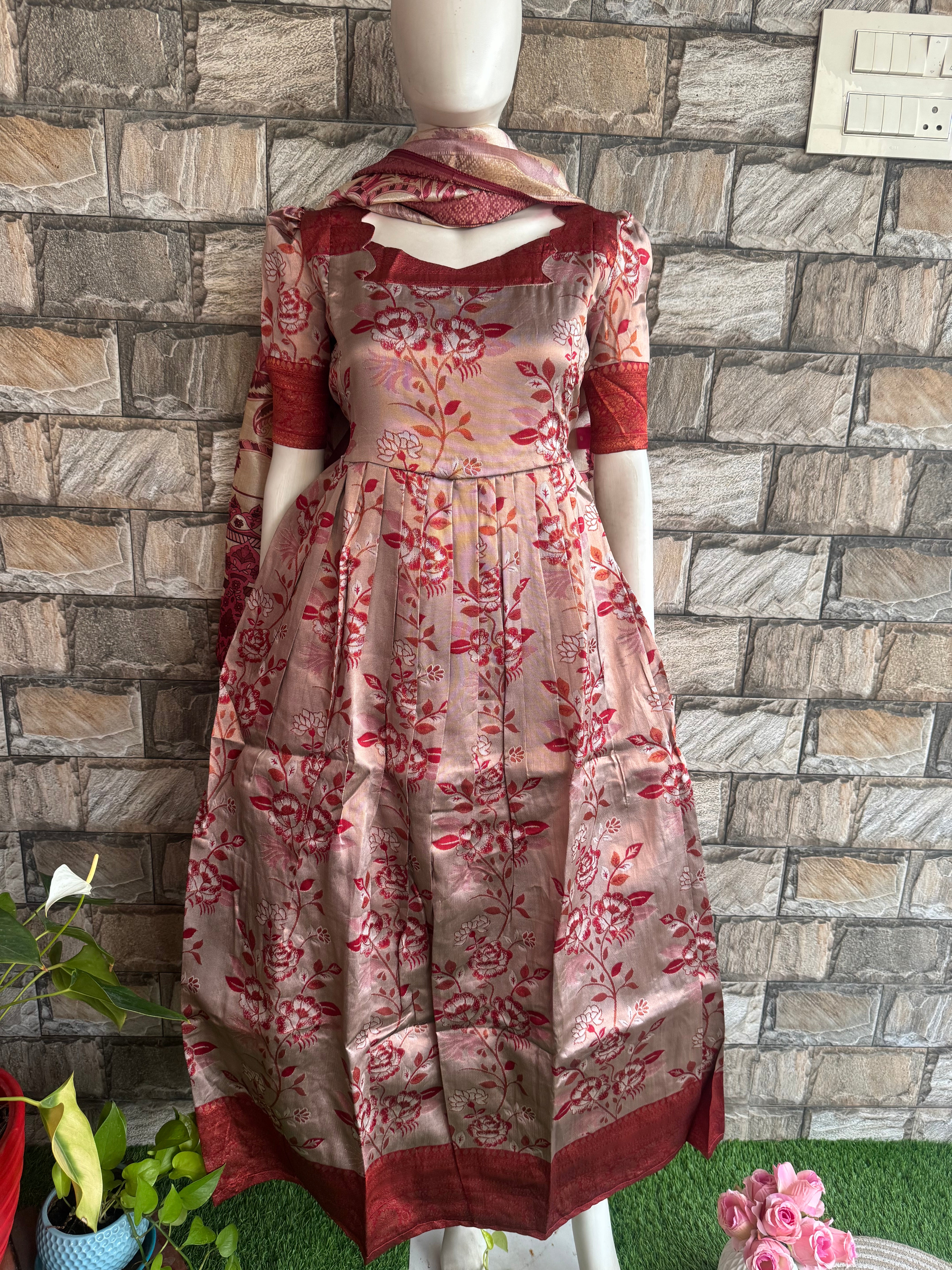 Festive wear Maternity Banarasi silk maxi