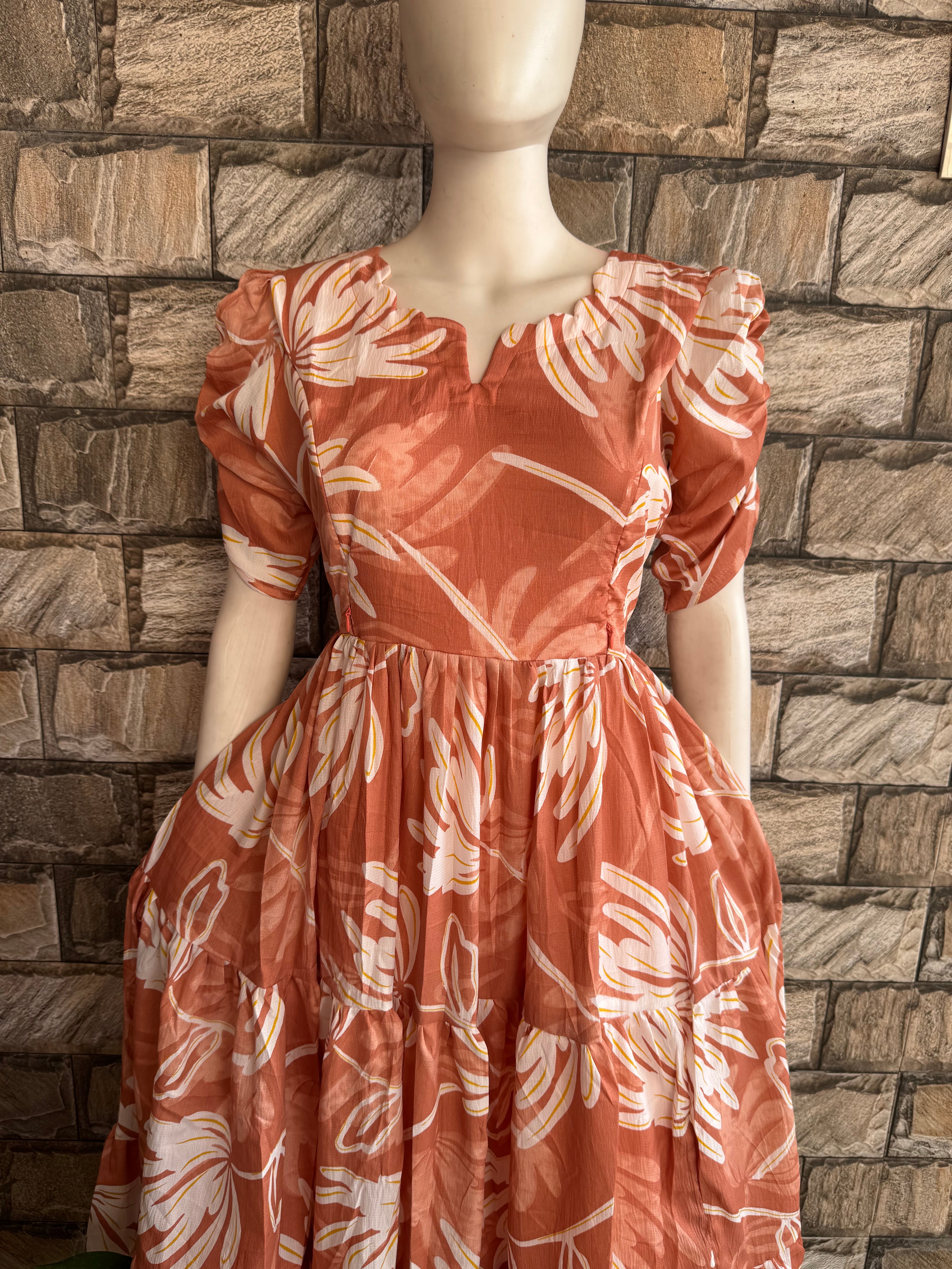 Rust Orange Flora Delta Maternity Maxi