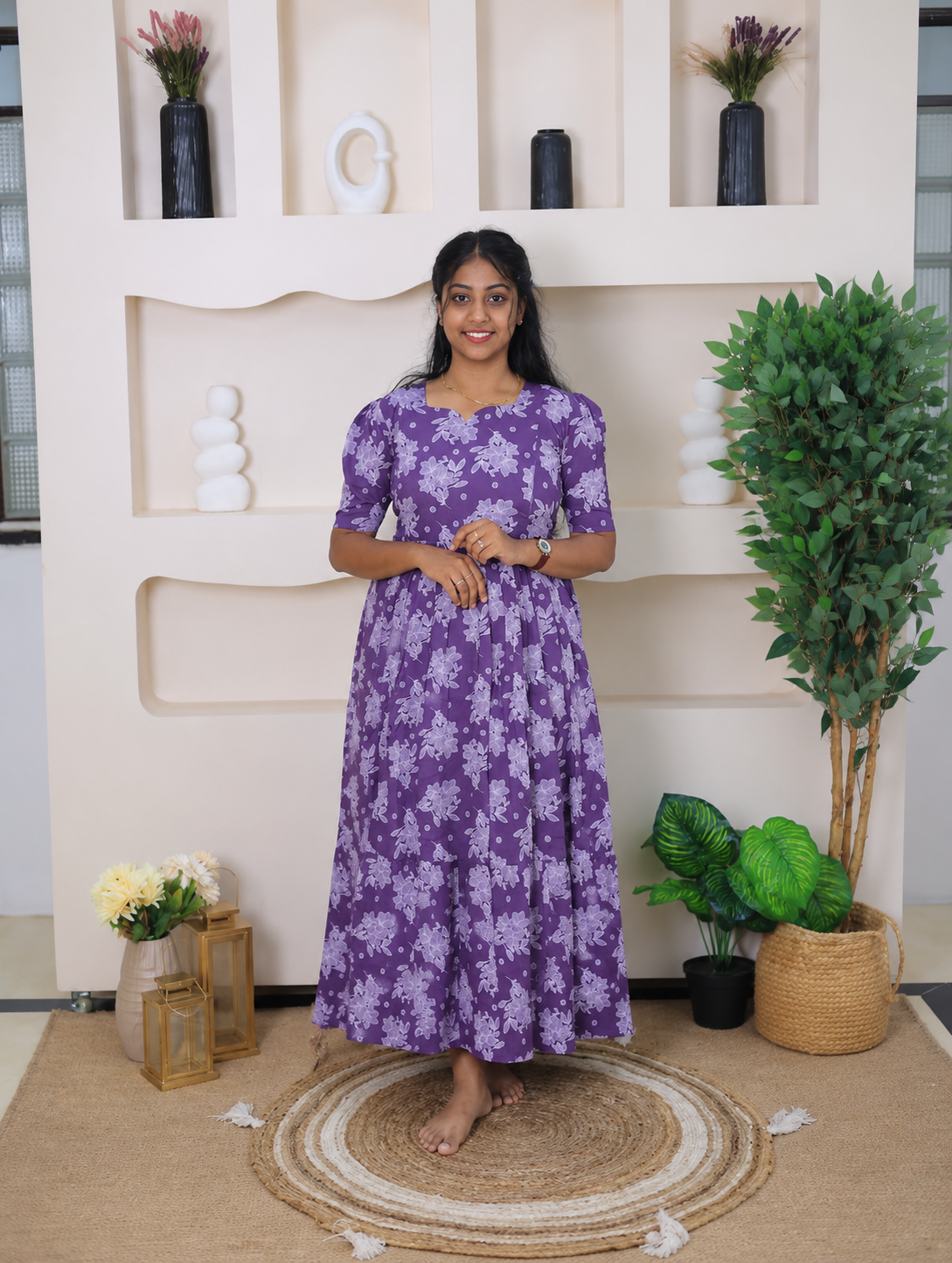 Soft cotton Maternity maxi - Pale lilac