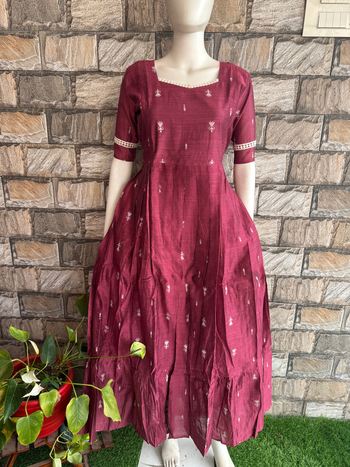 Diwali series Maternity raw silk maxi Dark onion peel- without Dupatta