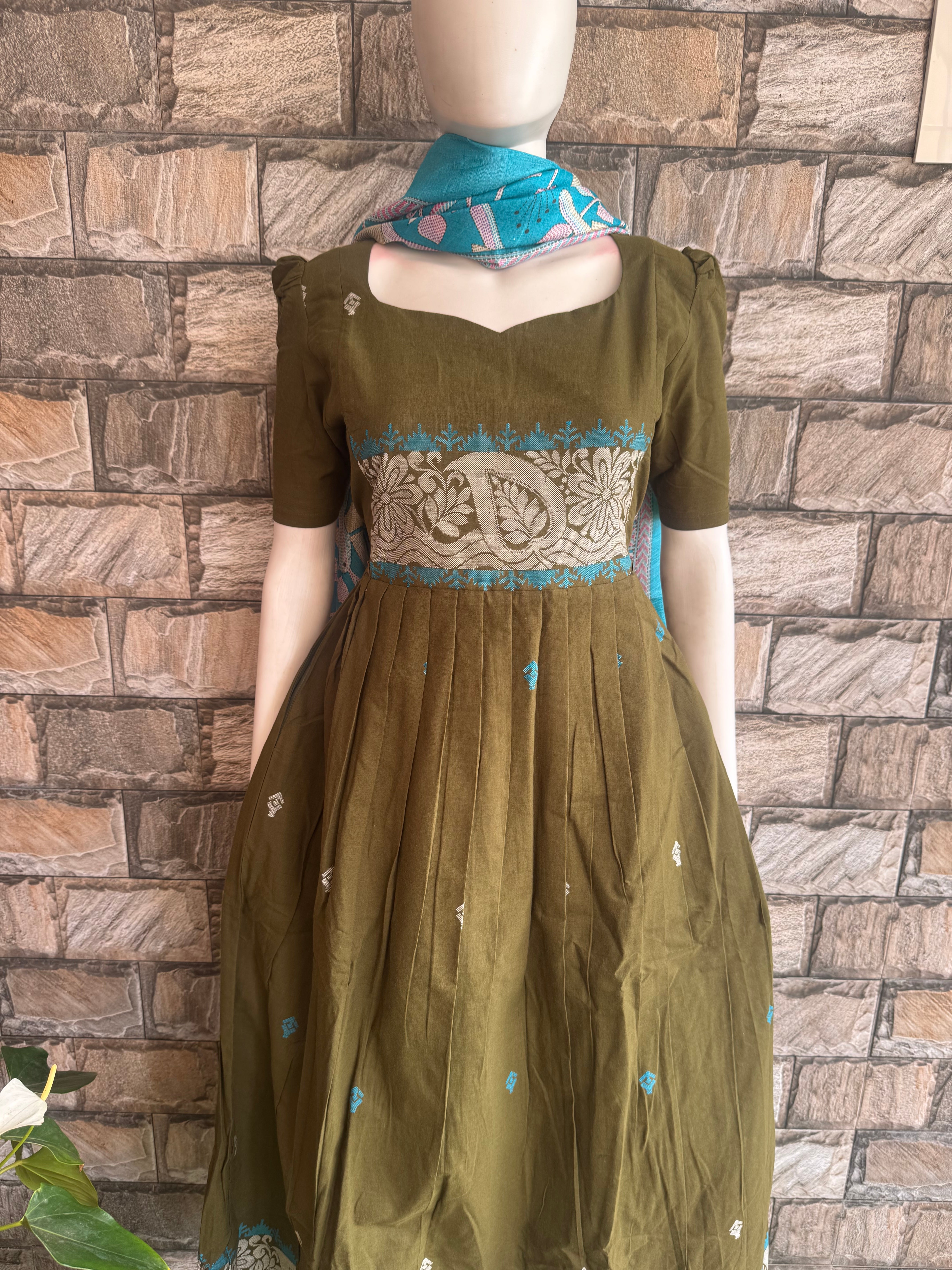 Maternity maxi Handloom cotton Best price Pale Olive