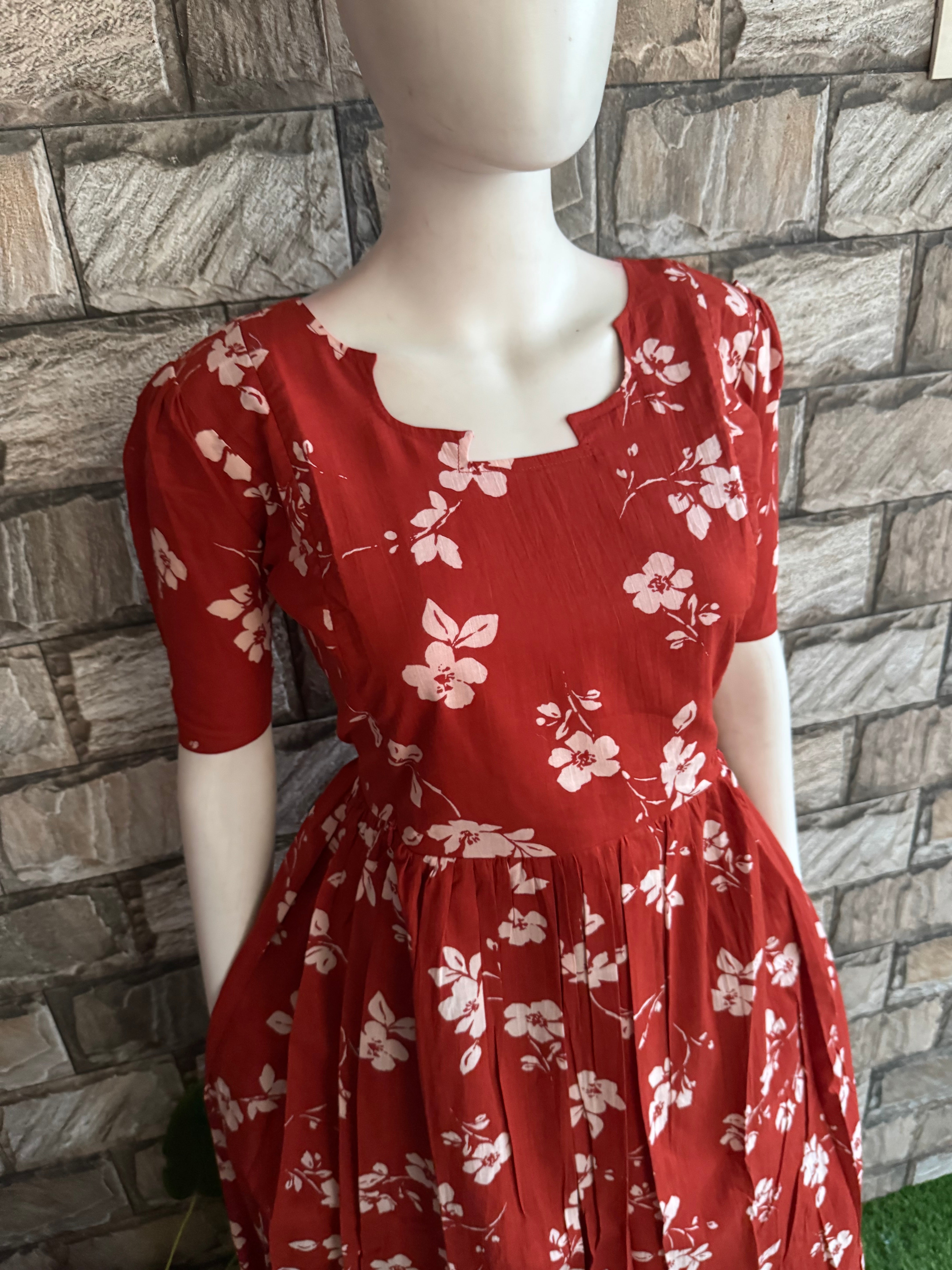 Soft cotton Maternity maxi Brick