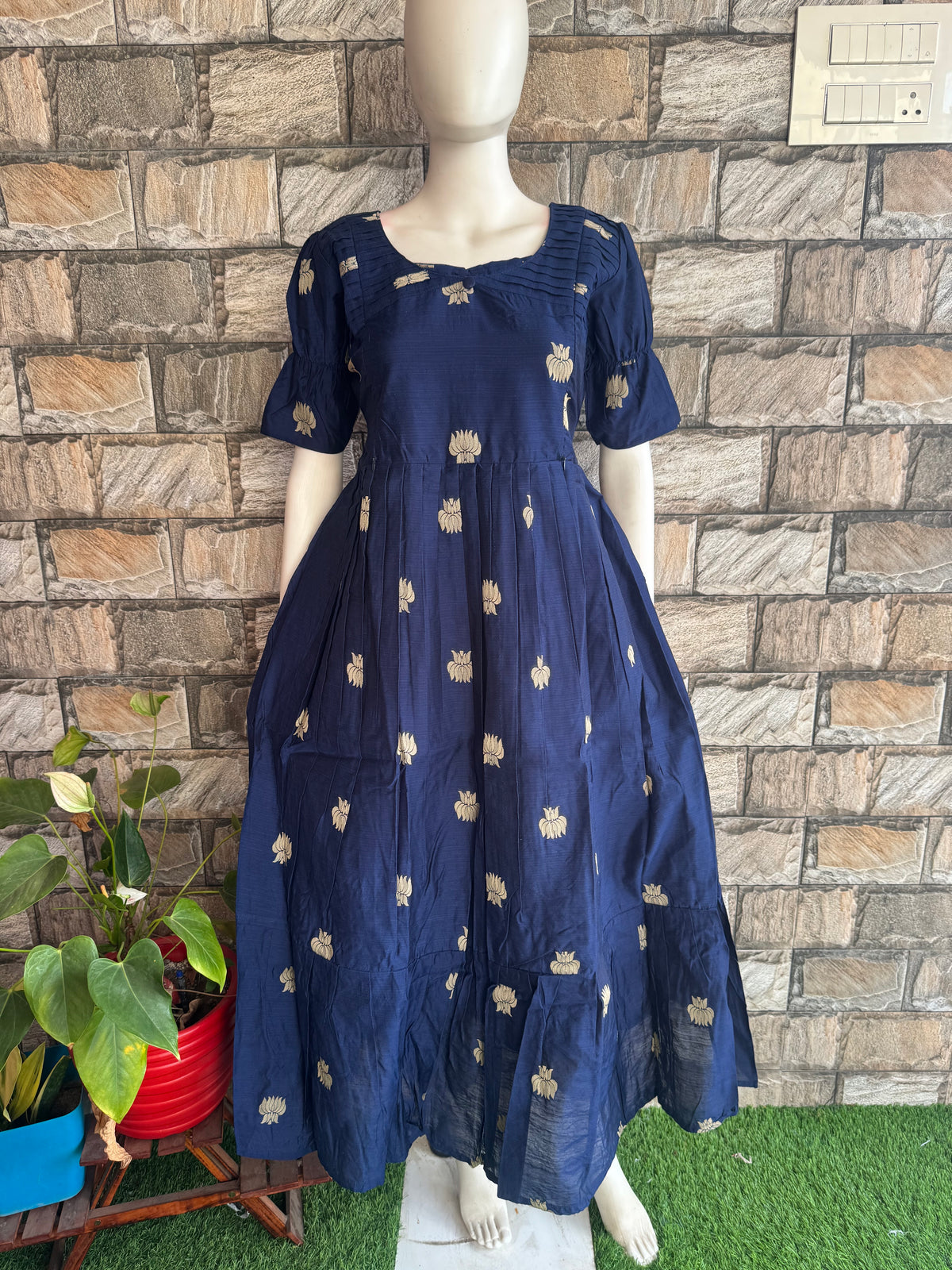 Diwali series Maternity raw silk maxi Royal blue - without Dupatta