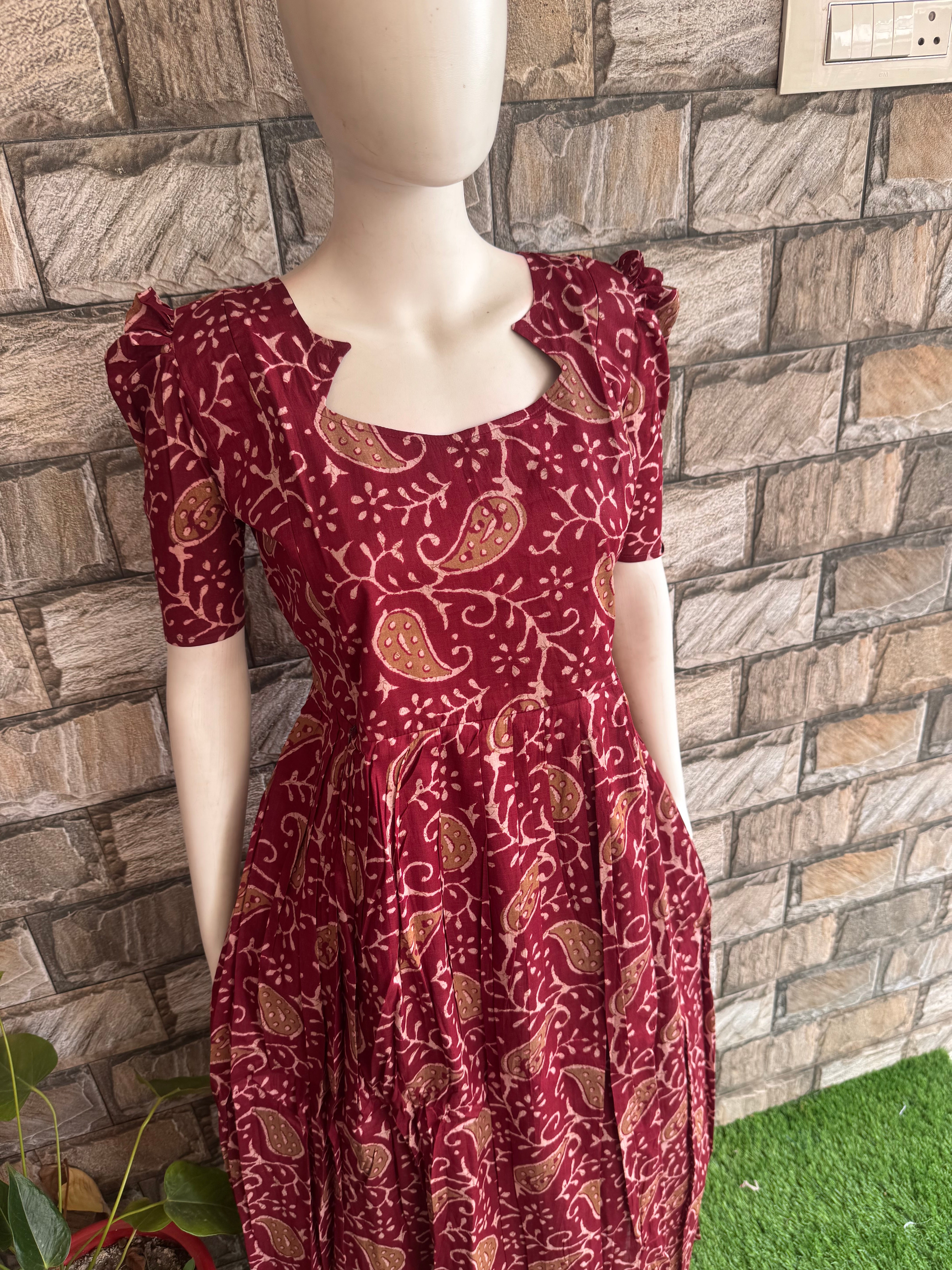 Soft cotton long Maternity maxi - Hibiscus