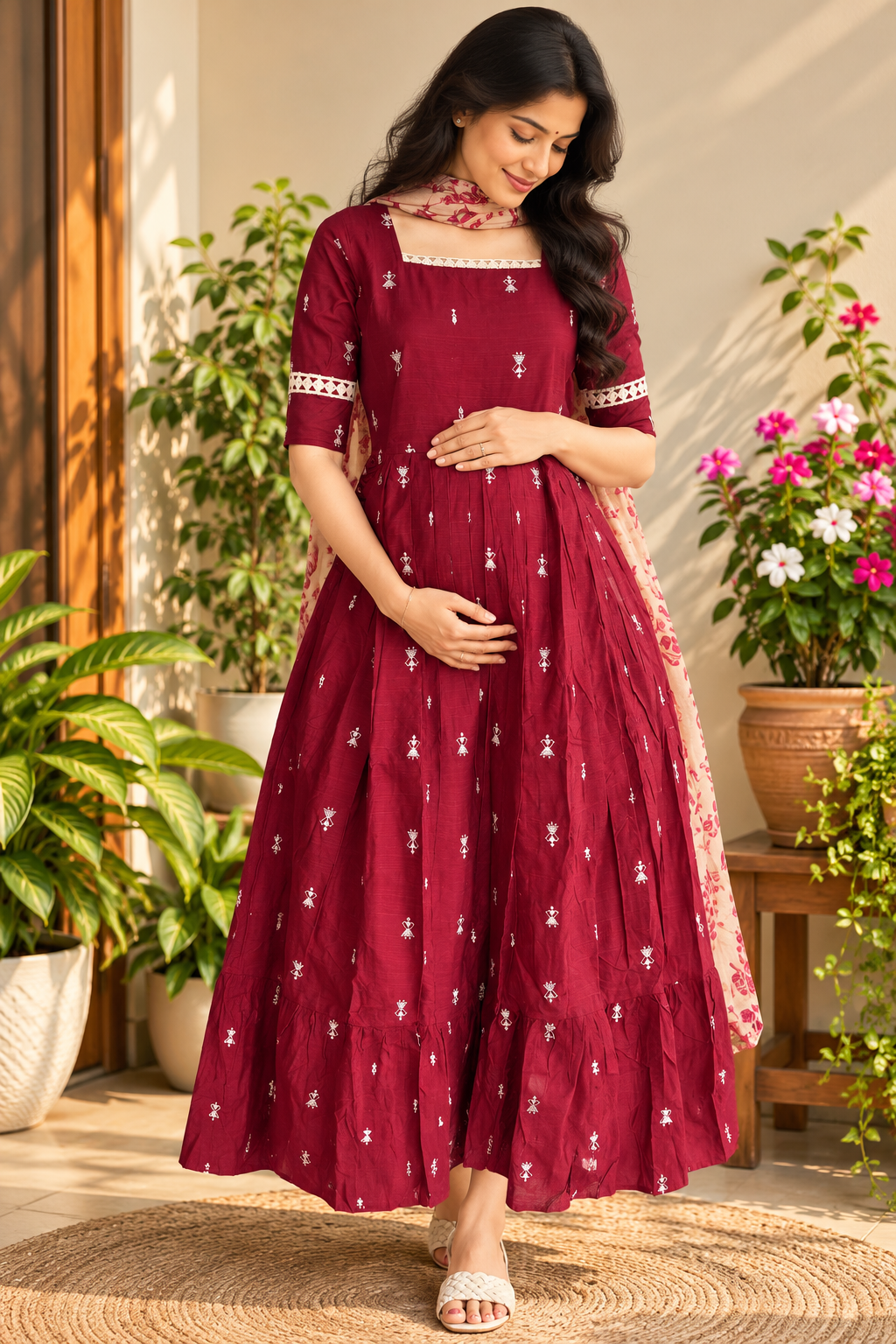 Diwali series Maternity raw silk maxi- without Dupatta