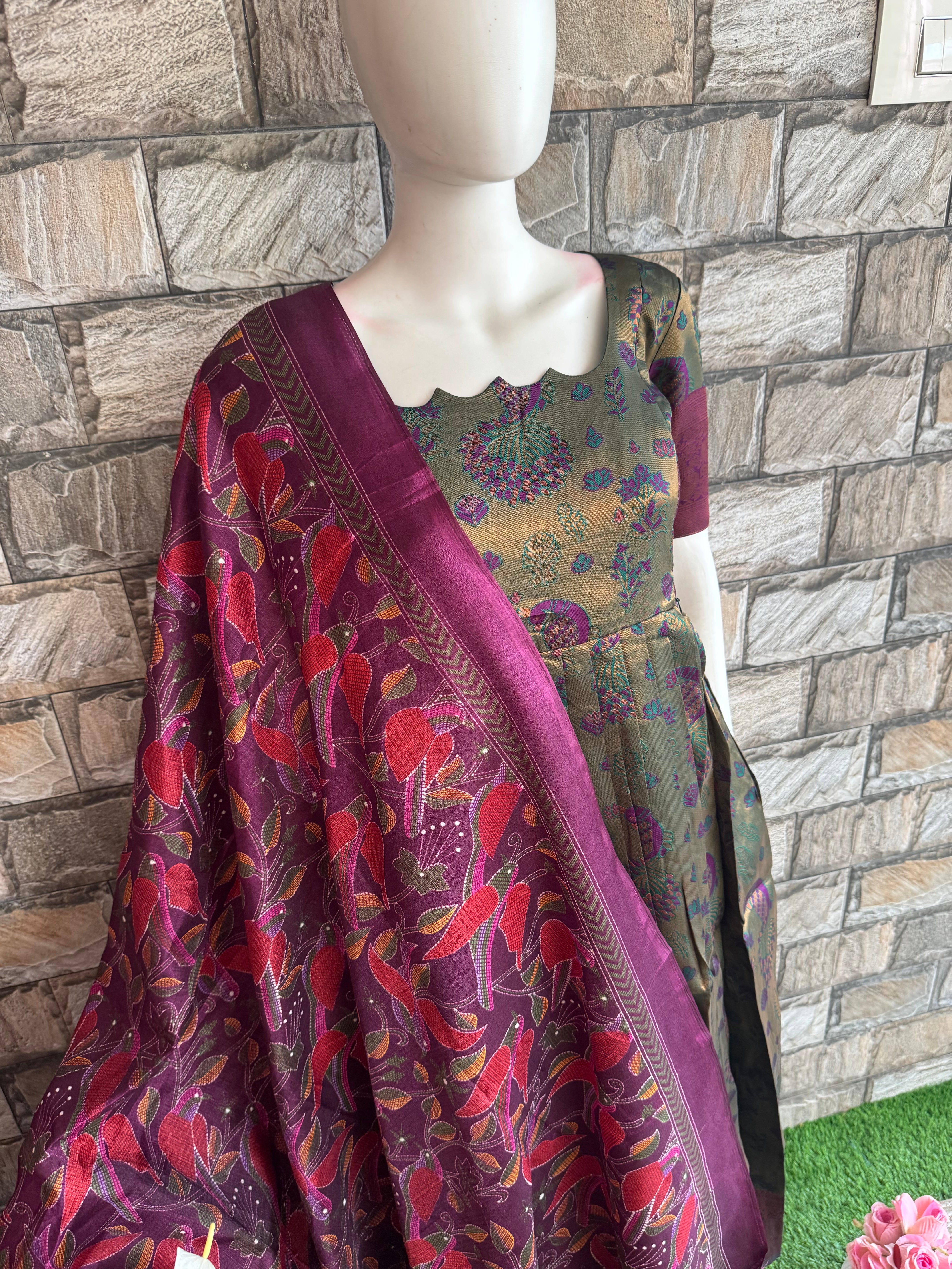 Wine Poly dupatta
