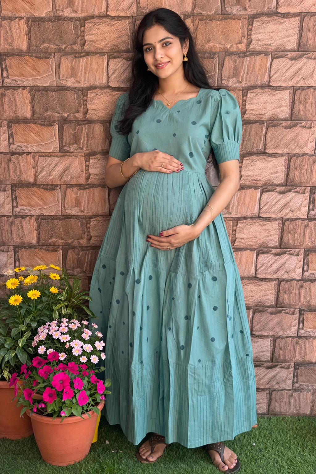 South handloom cotton Maternity maxi