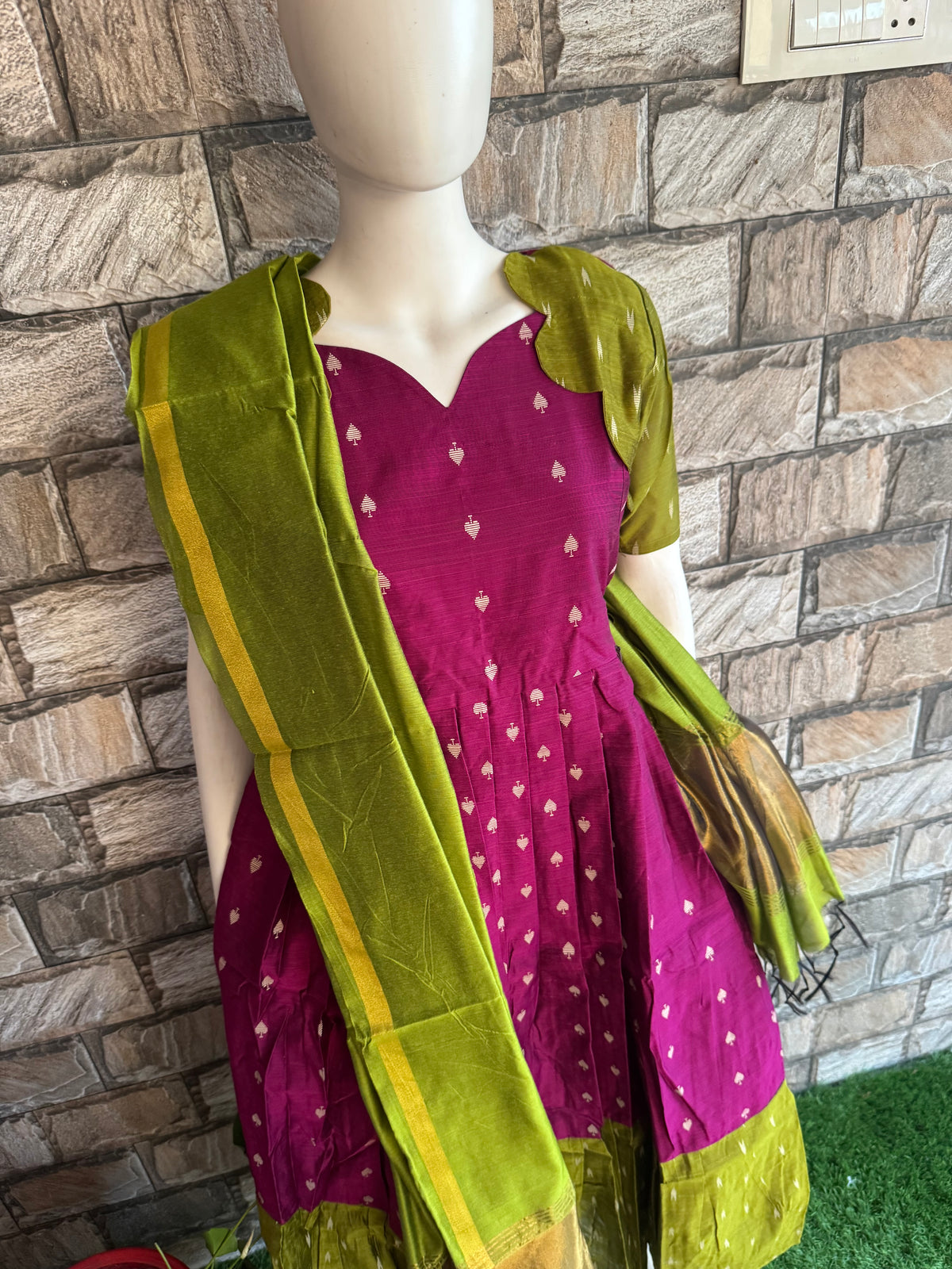 Diwali series Maternity raw silk maxi- with Dupatta
