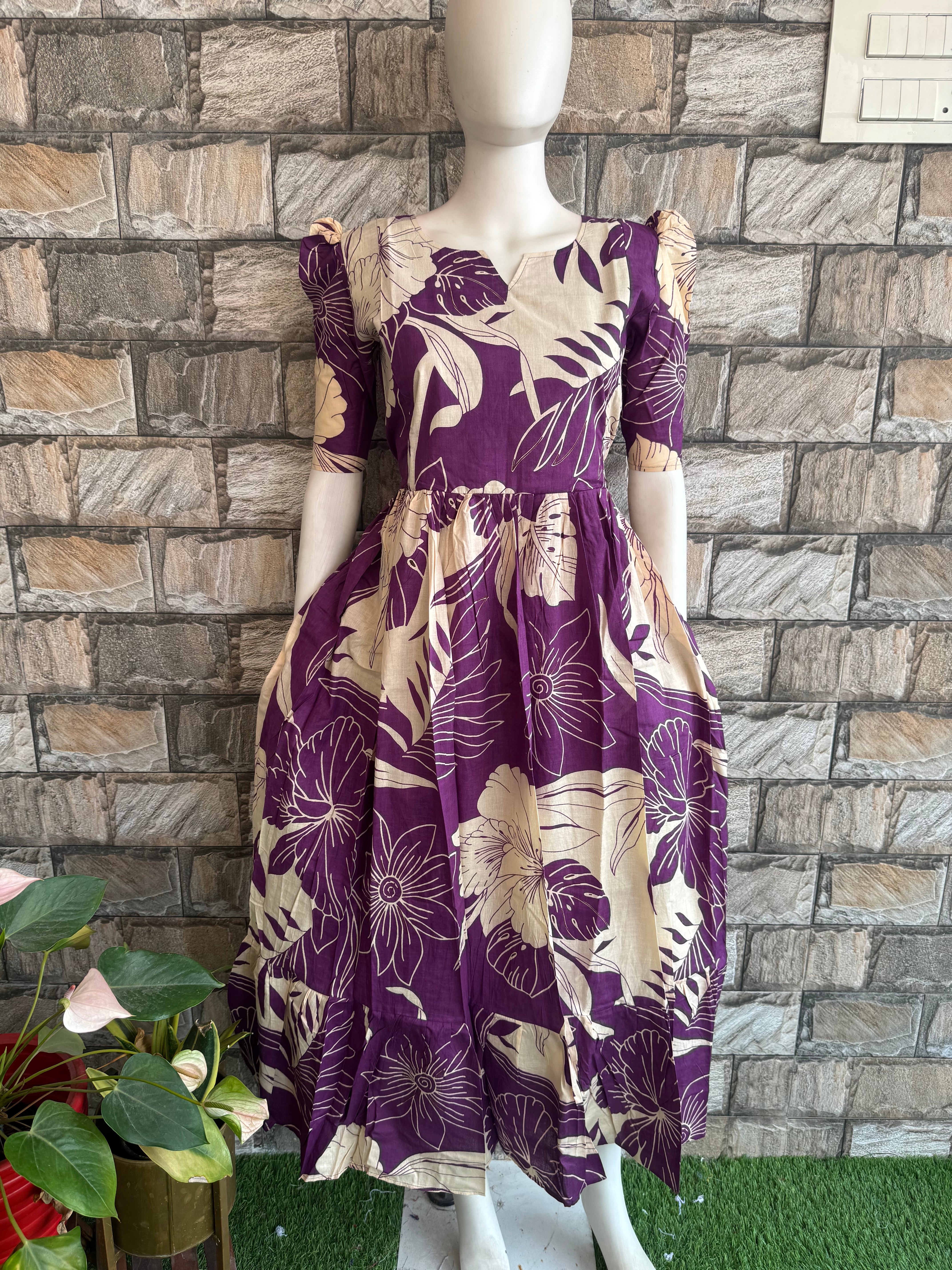 Leafy Violet Maternity Maxi