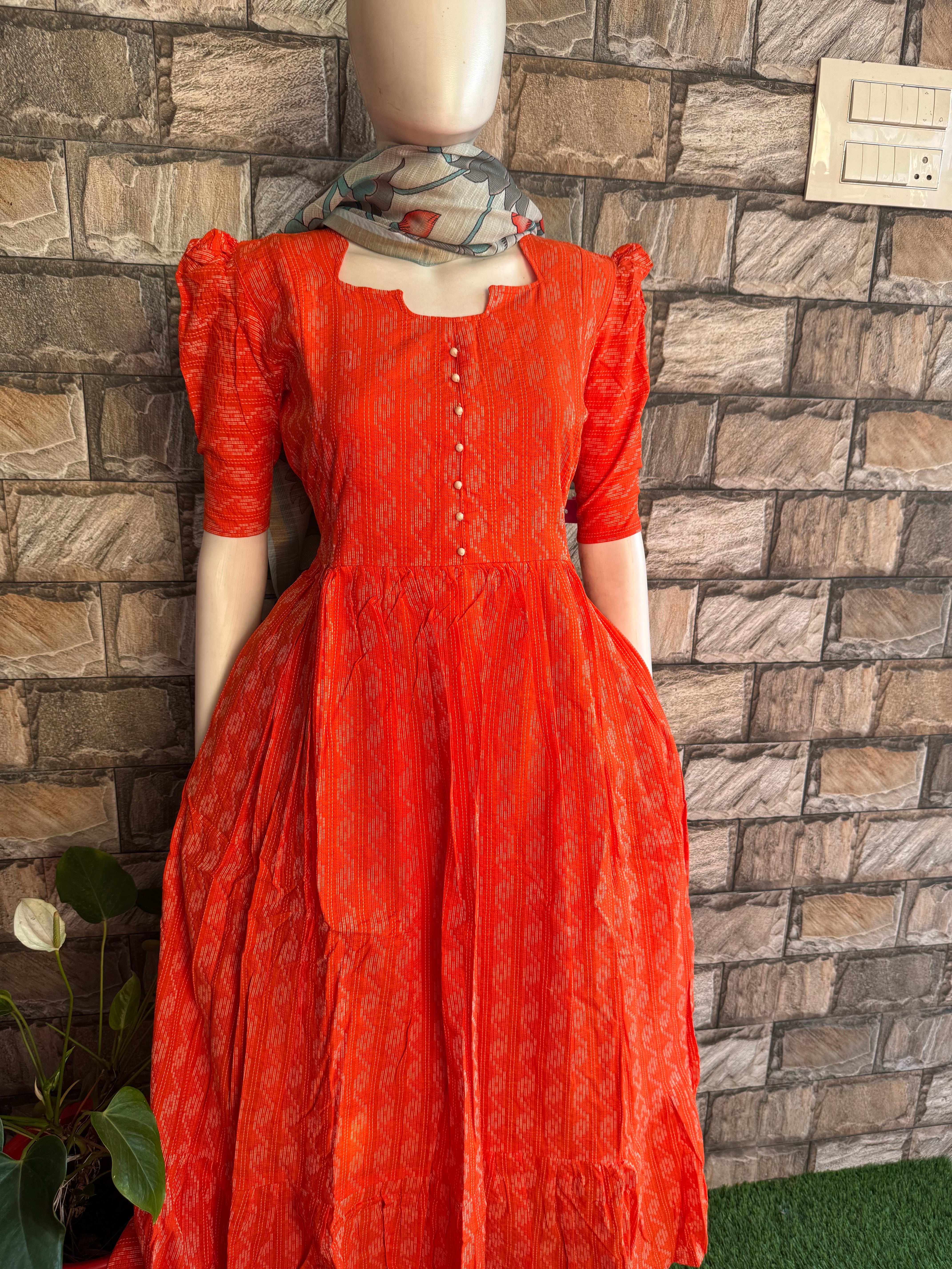 Fanta orange  soft Kanta cotton Maternity maxi