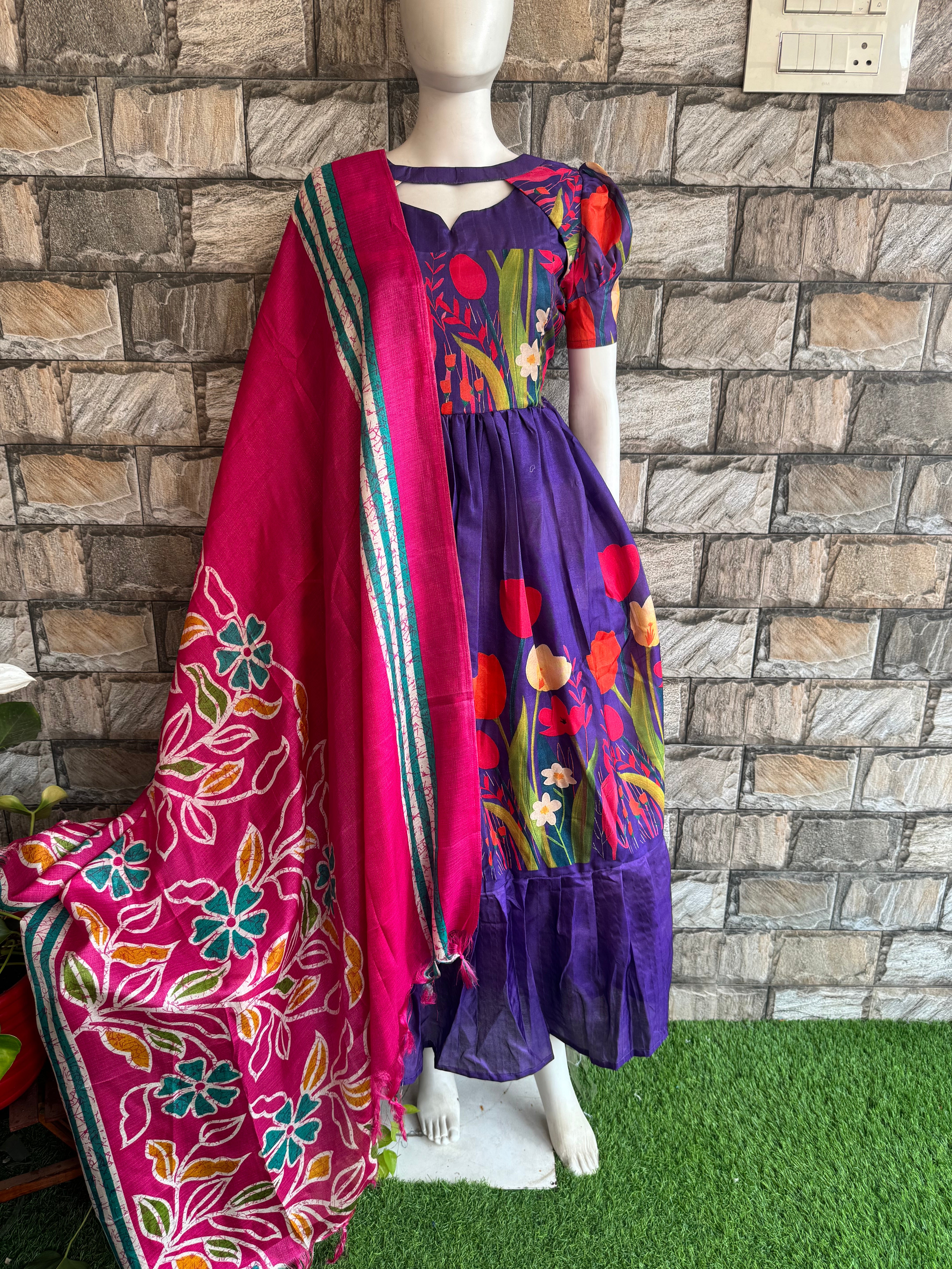 Poly khadhi dupatta pink