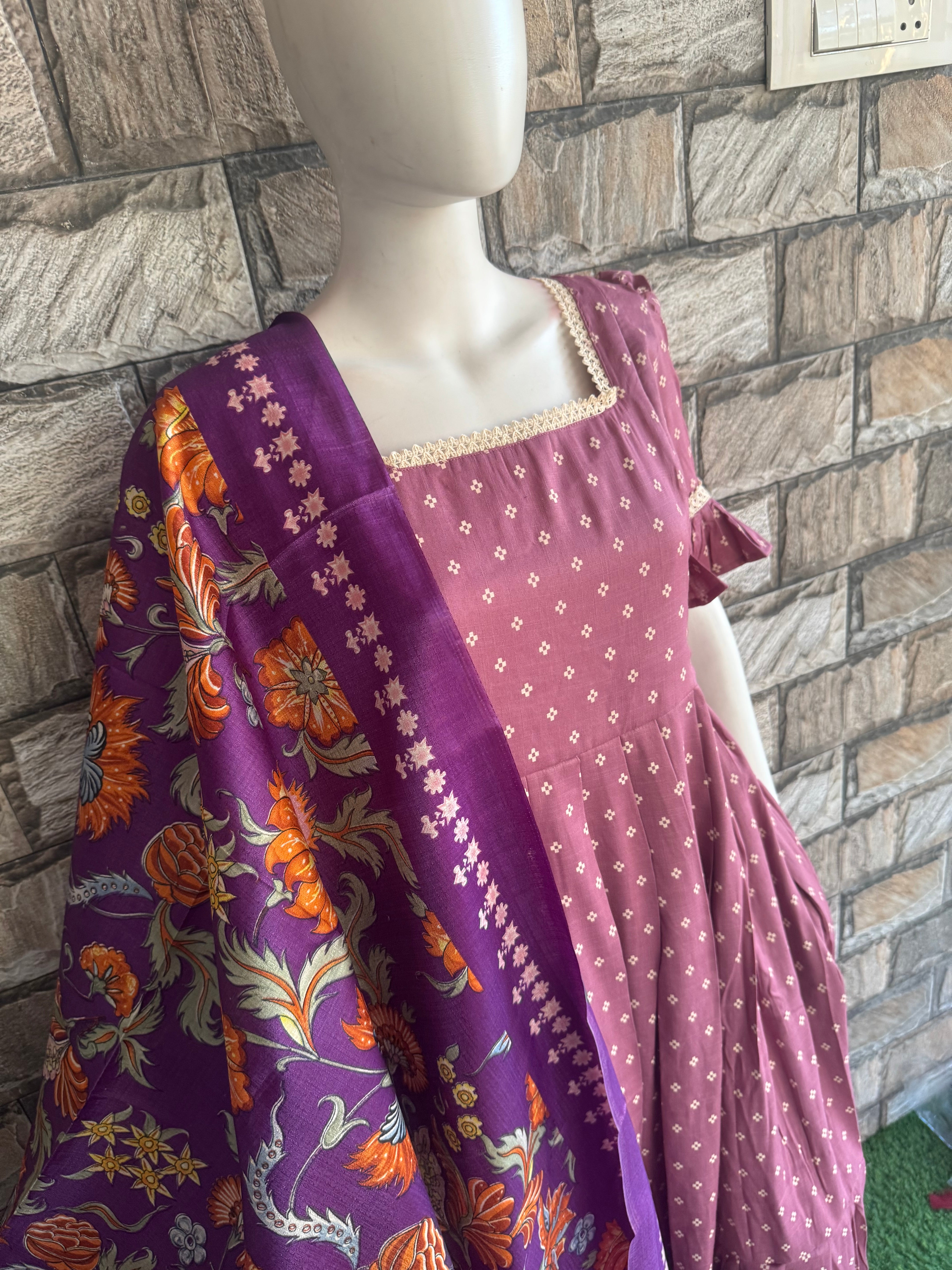 Violet poly Khadhi dupatta