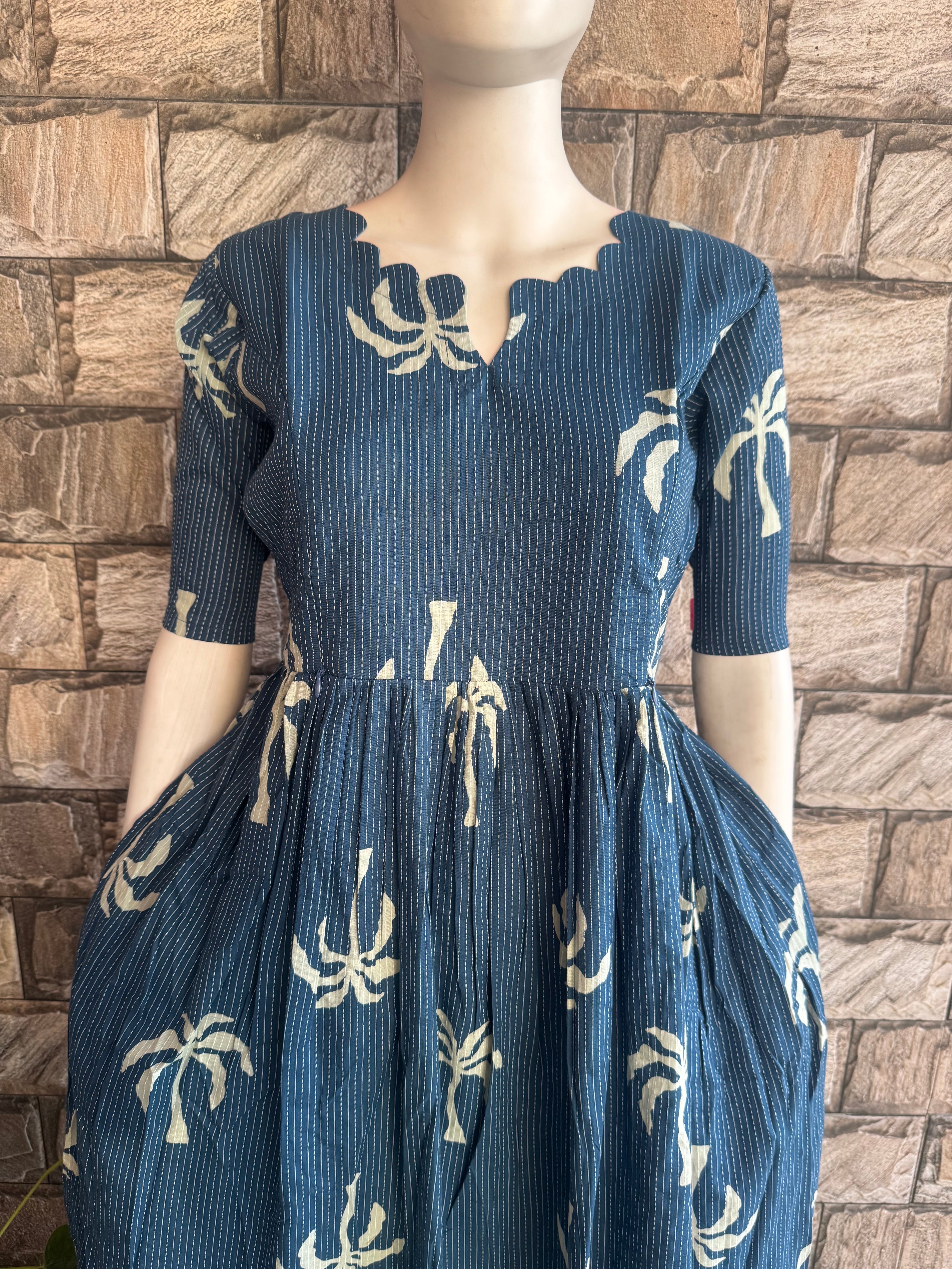 Teal kanta cotton maternity maxi Tree