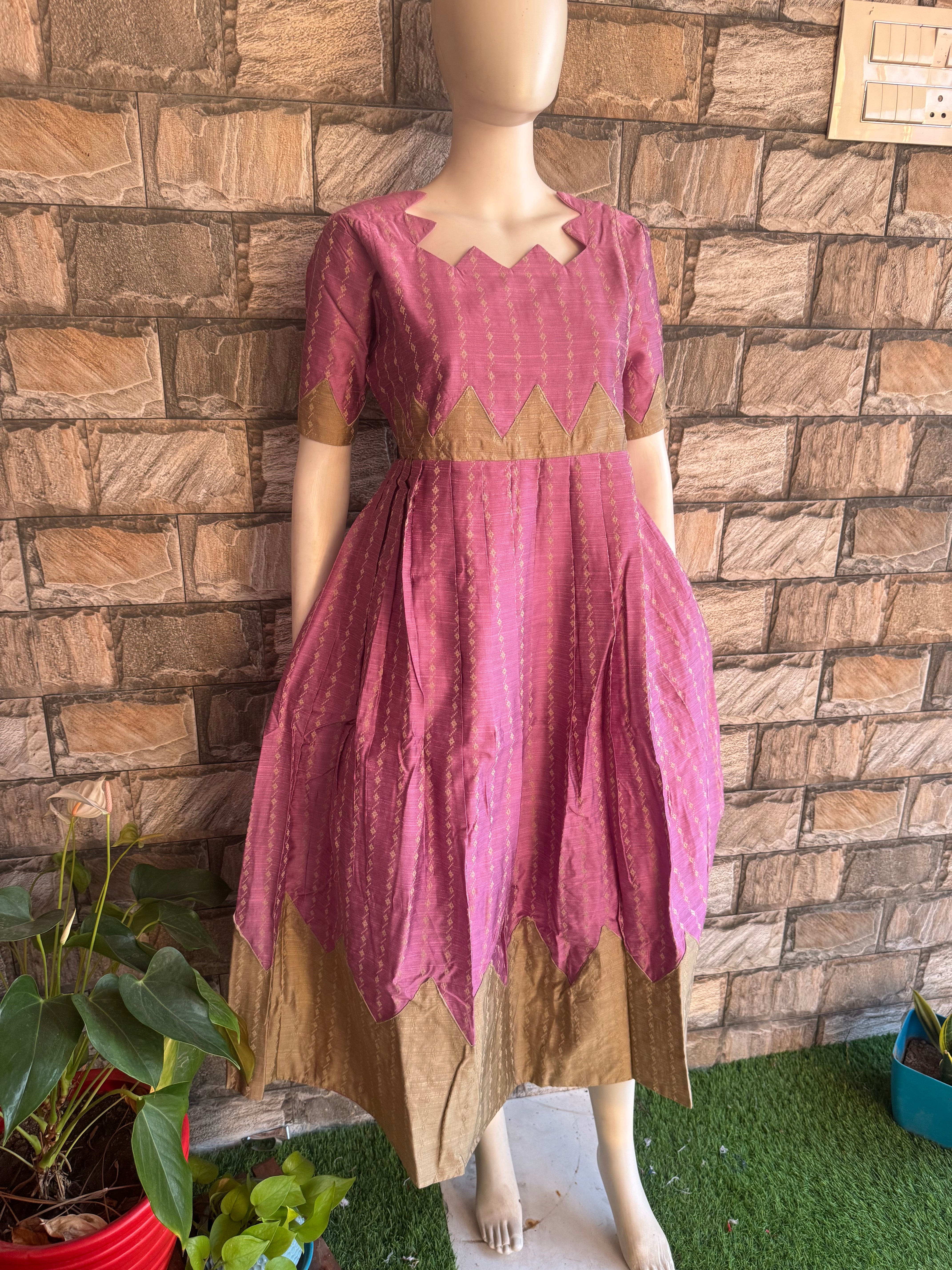 Lilac raw silk maternity maxi