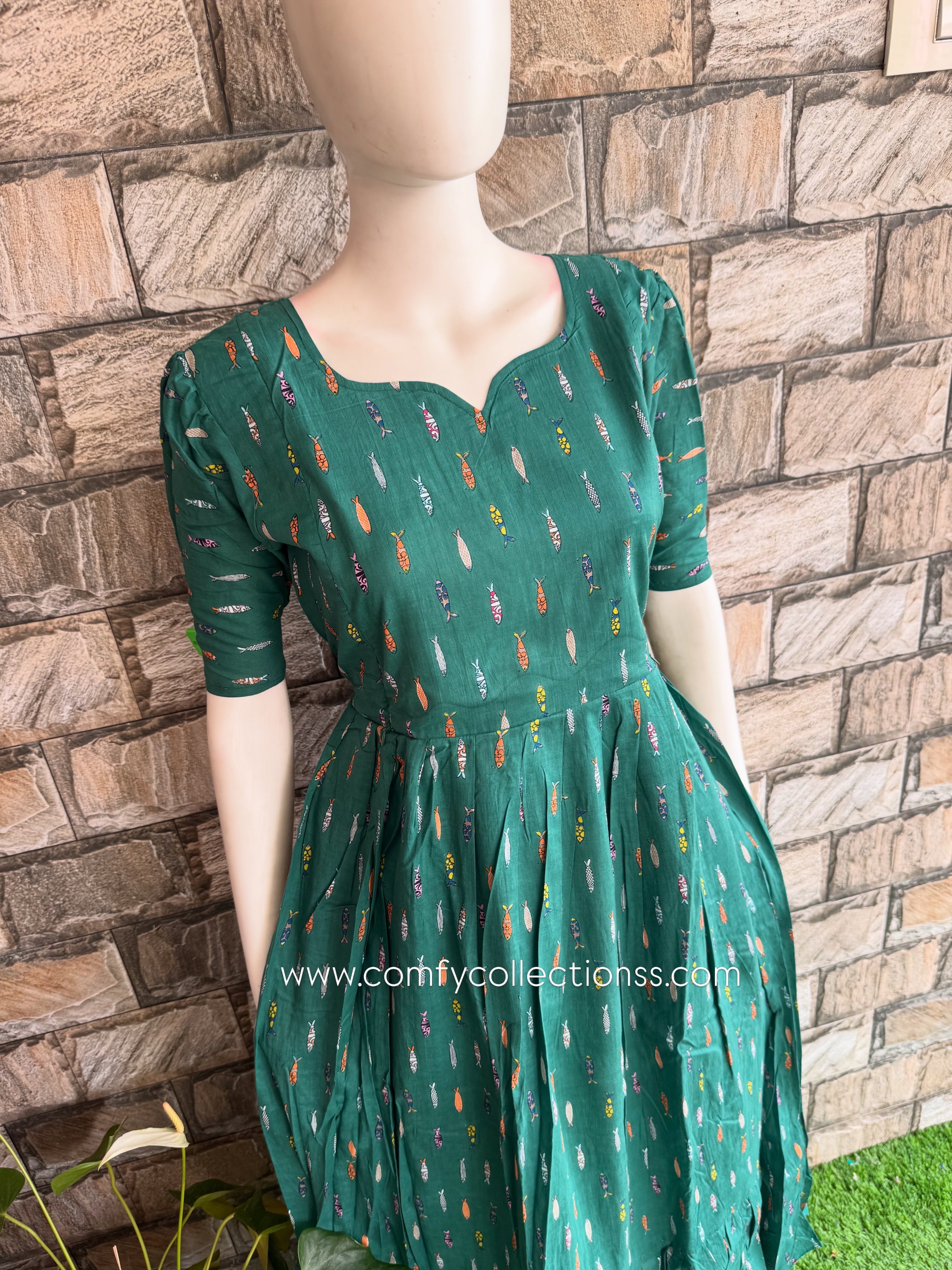 Fish print soft cotton Maternity maxi