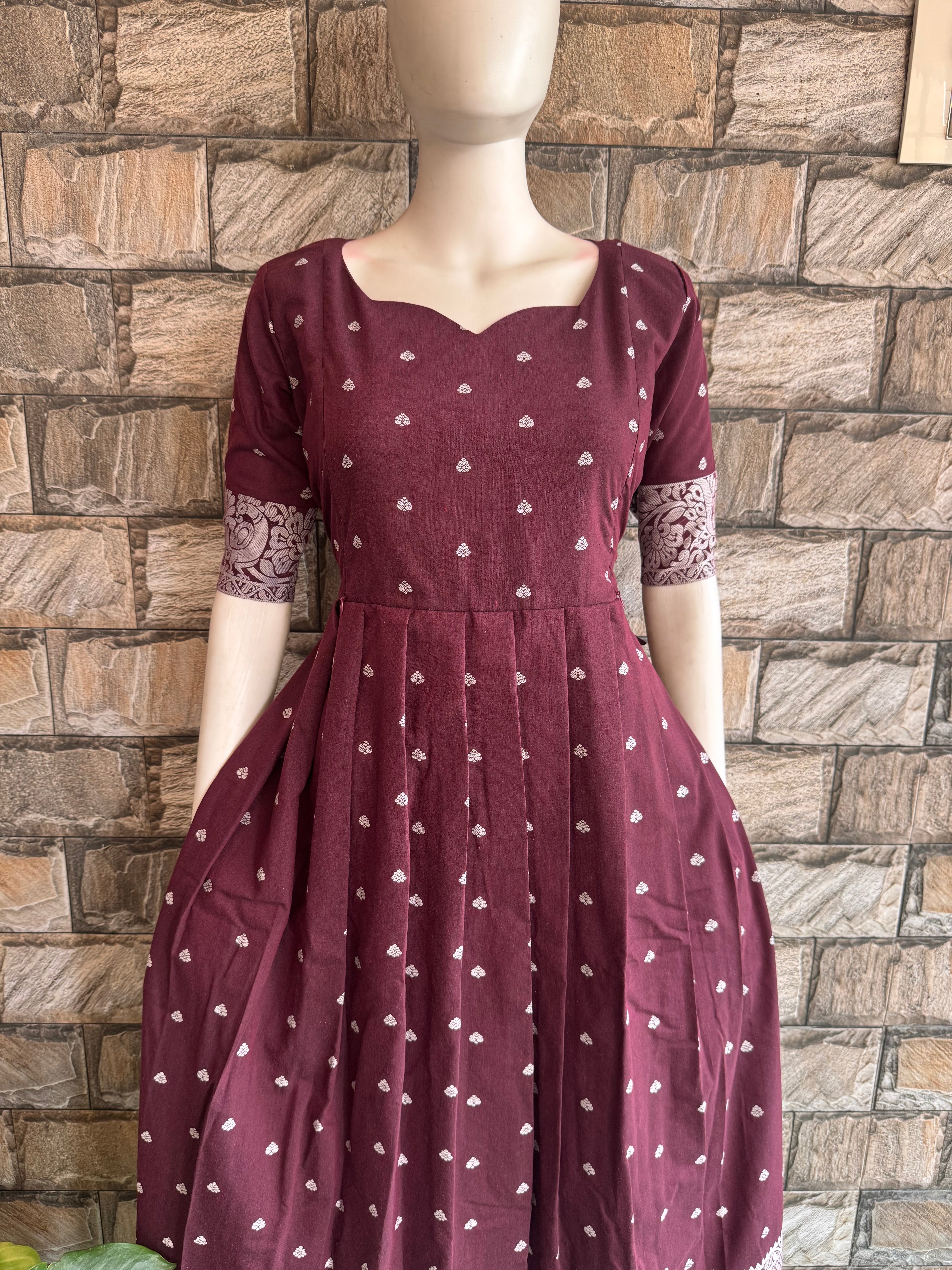 Plum Brown handloom Festive wear Maternity maxi Dispatch time 3 business days