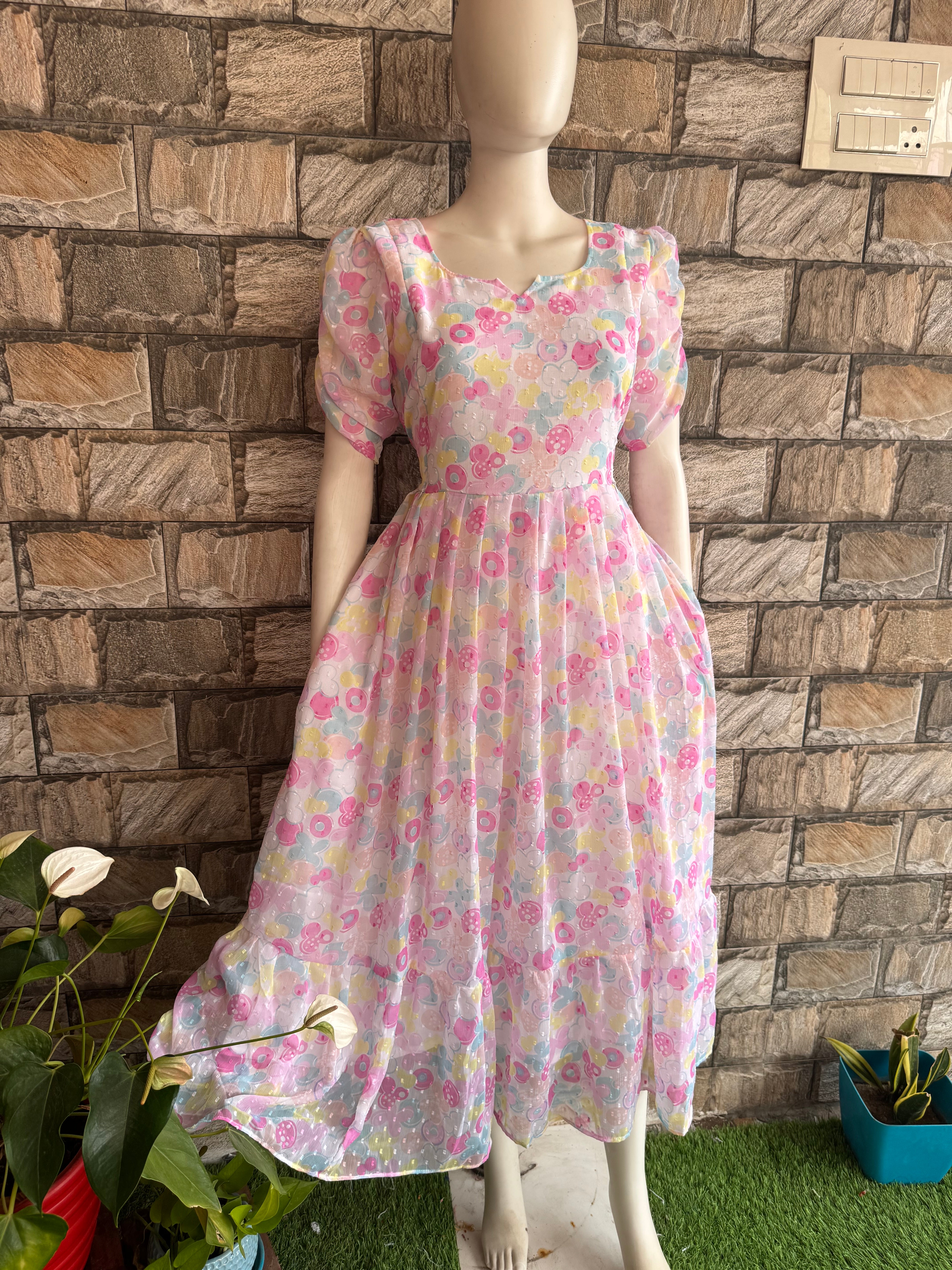 Floral Georgette Butta Maternity & Feeding Maxi