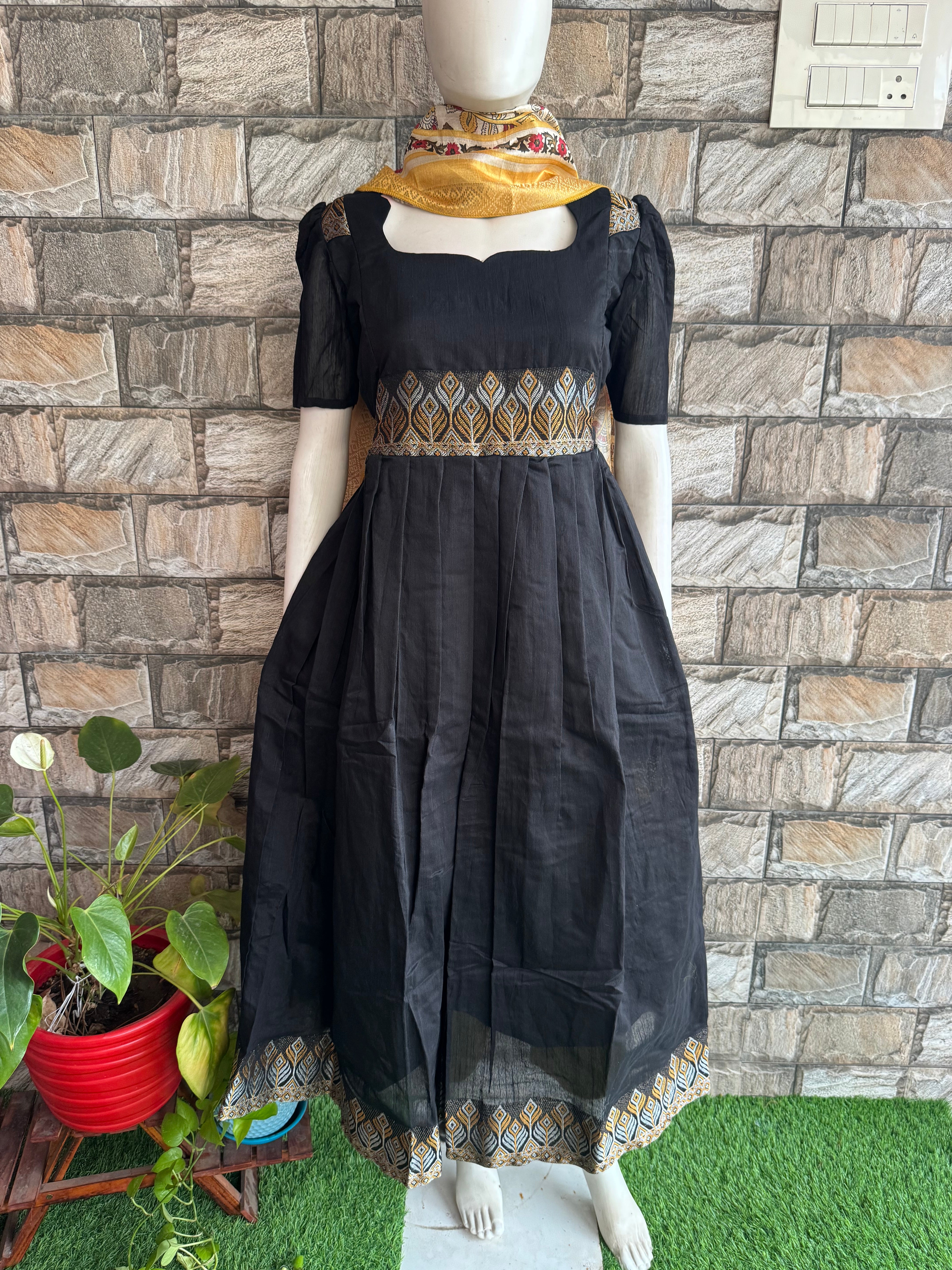 Festive wear Maternity raw silk maxi Black Beauty