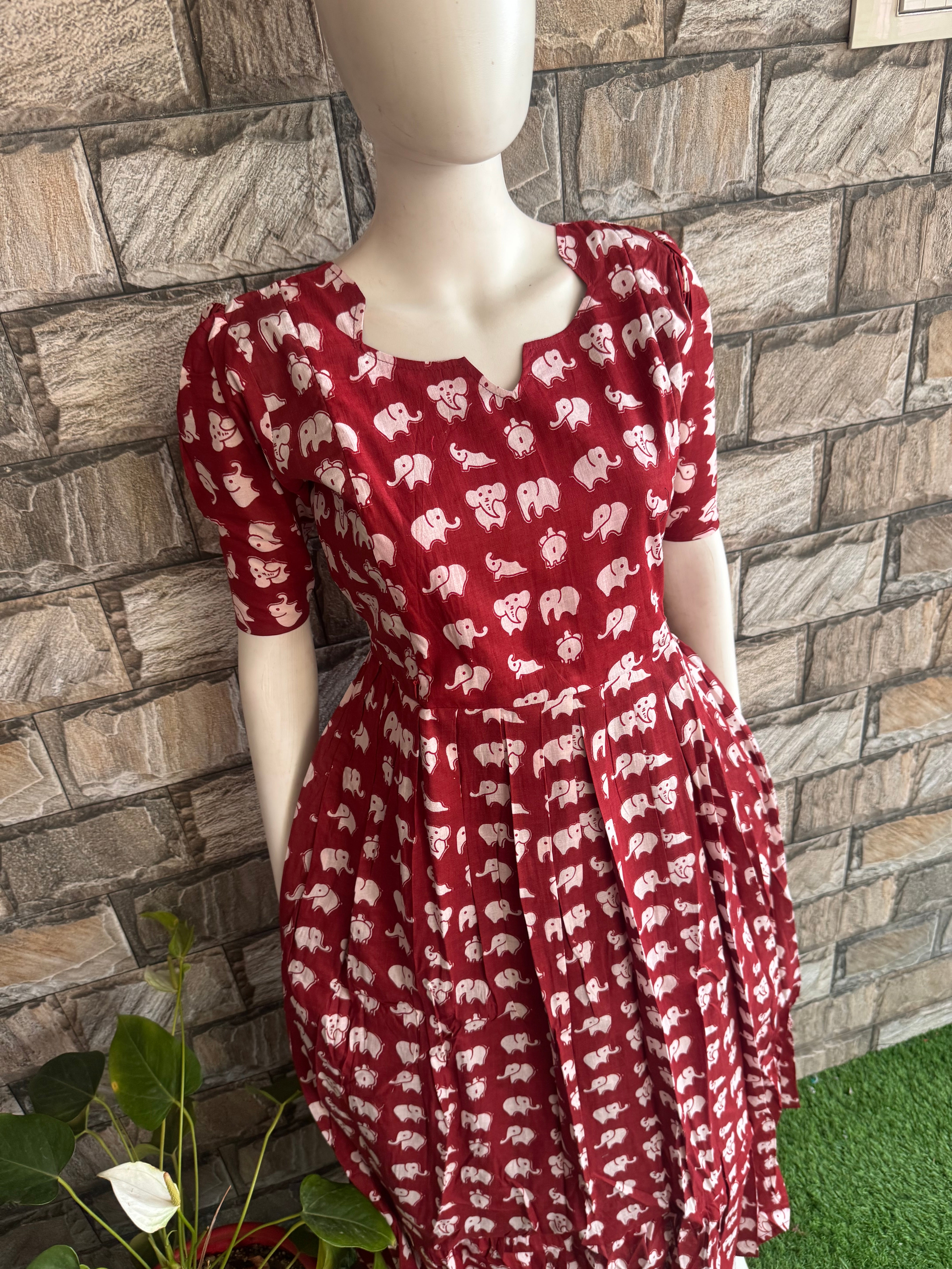 Maroon elephant soft cotton Maternity maxi