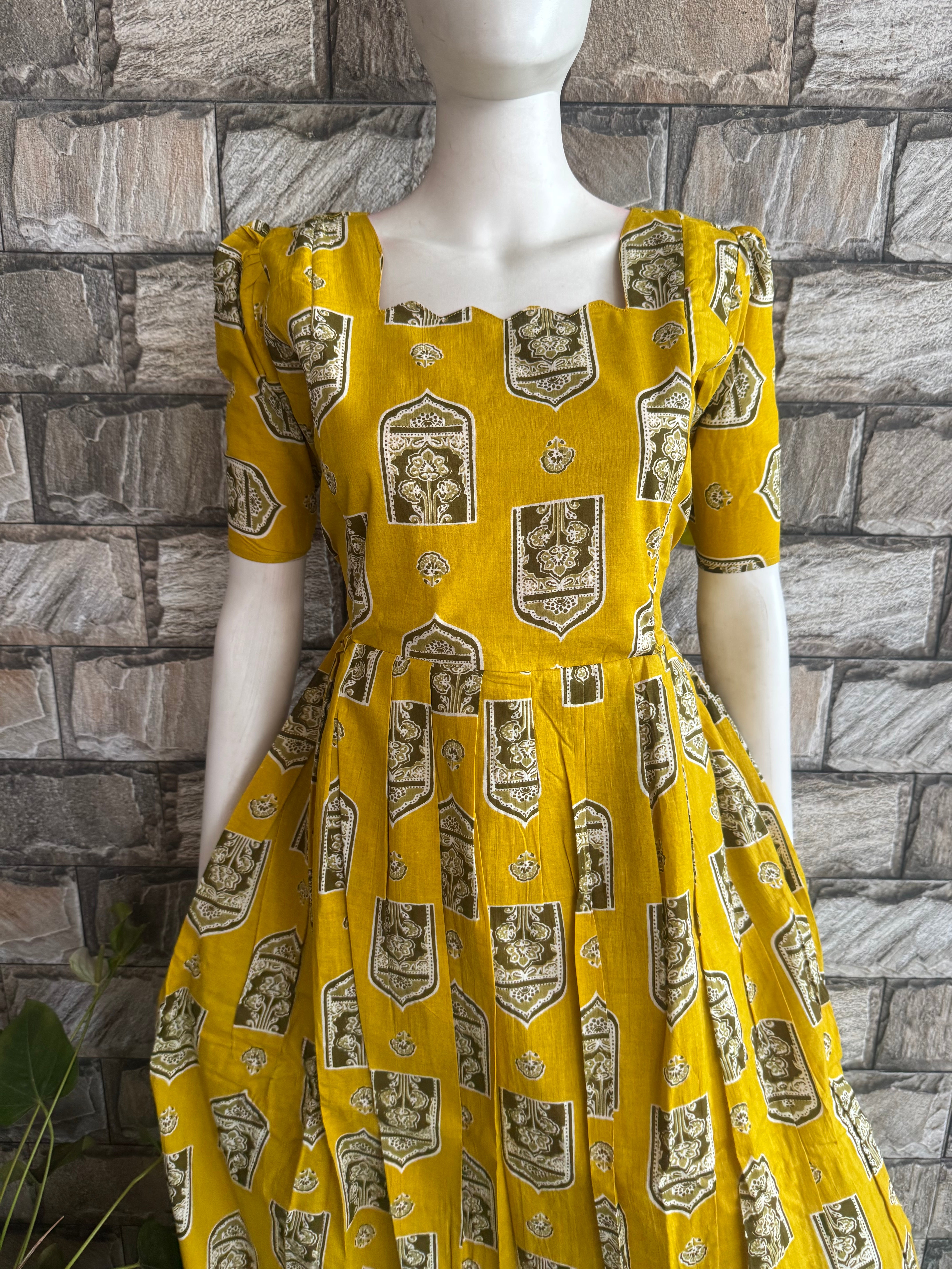 Lemon yellow soft cotton Maternity maxi