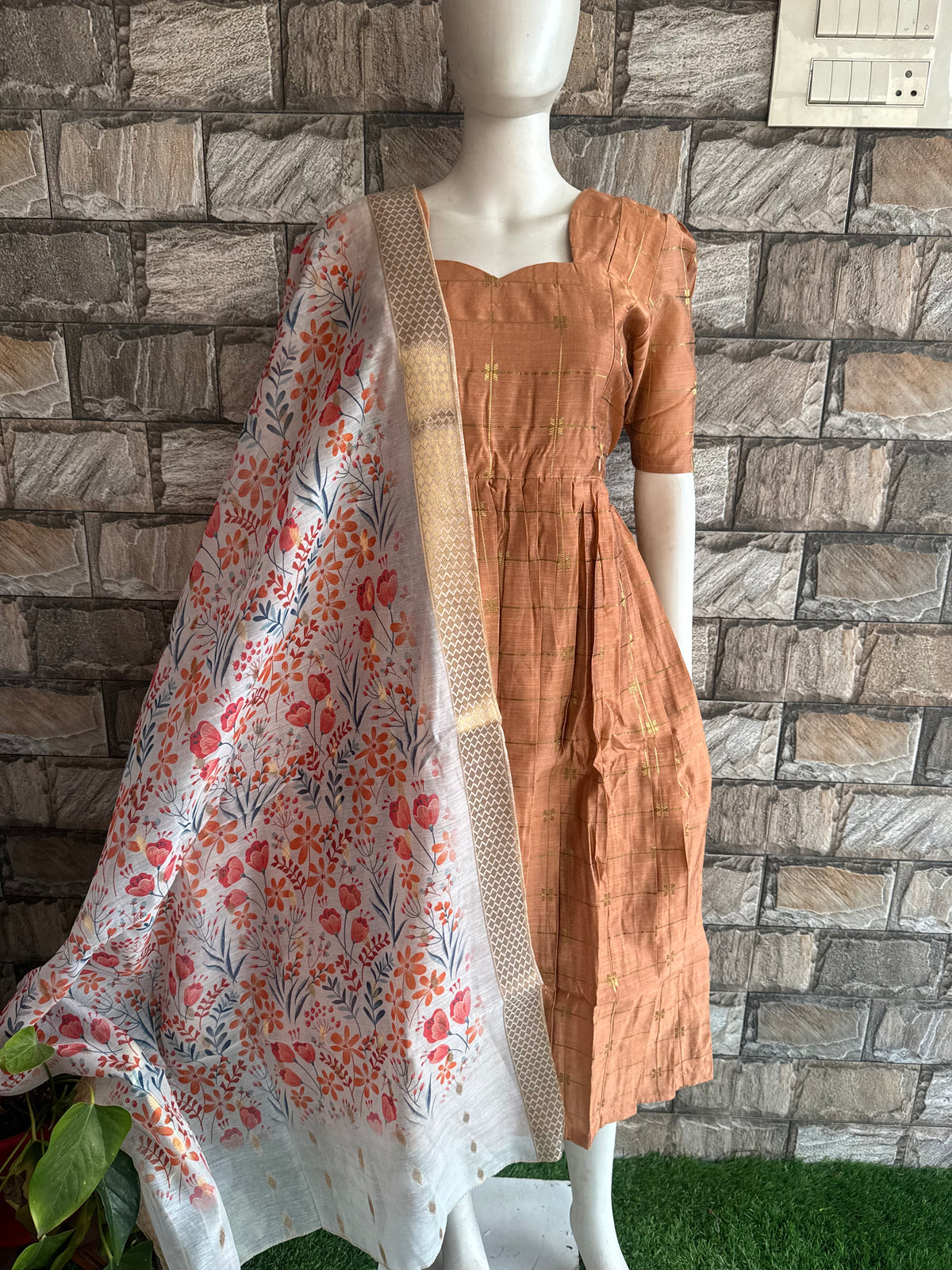 Raw silk Maternity Feeding maxi Budget launch Including dupatta