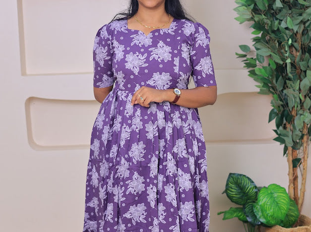 Soft cotton Maternity maxi - Pale lilac