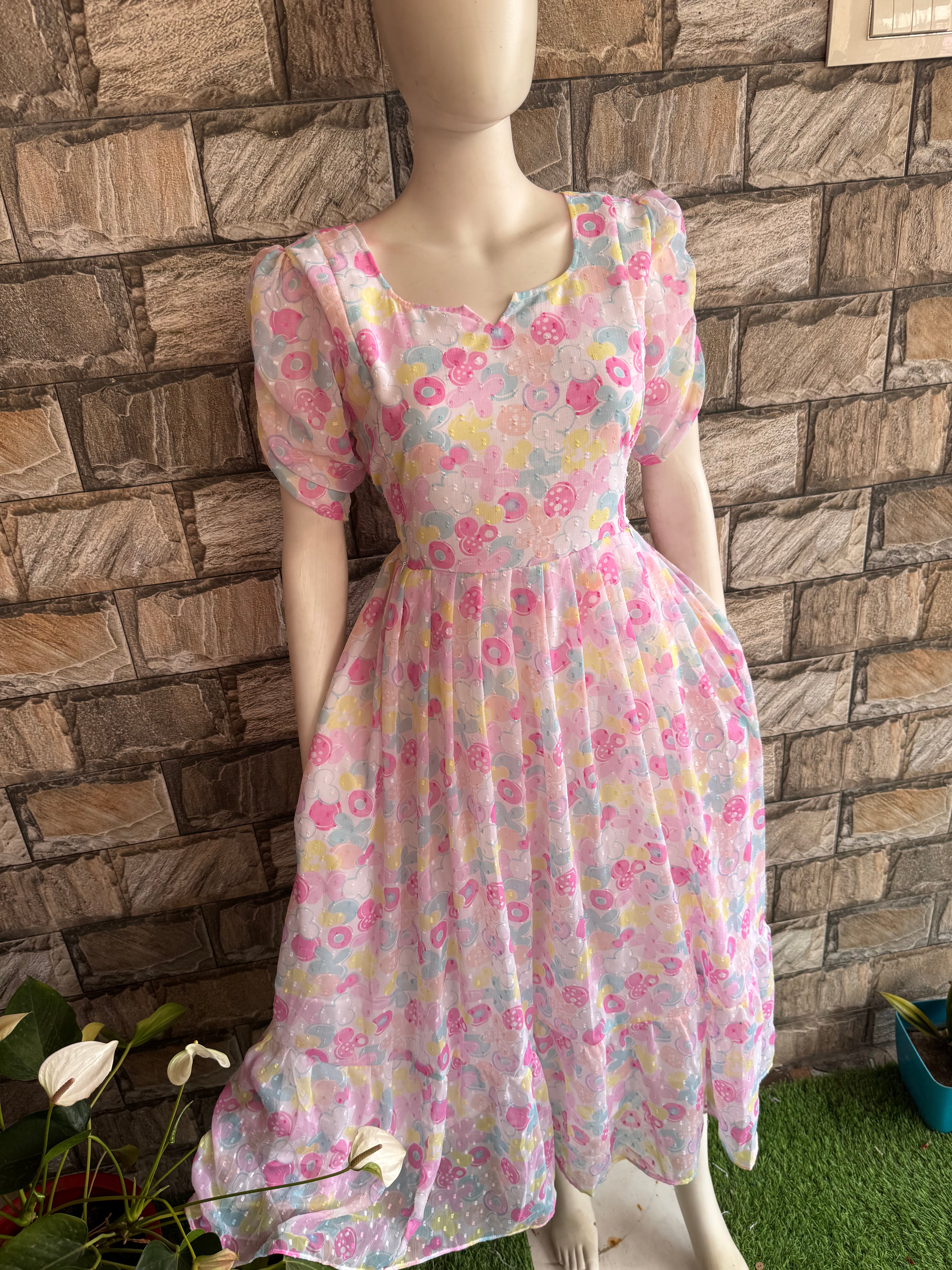 Floral Georgette Butta Maternity & Feeding Maxi