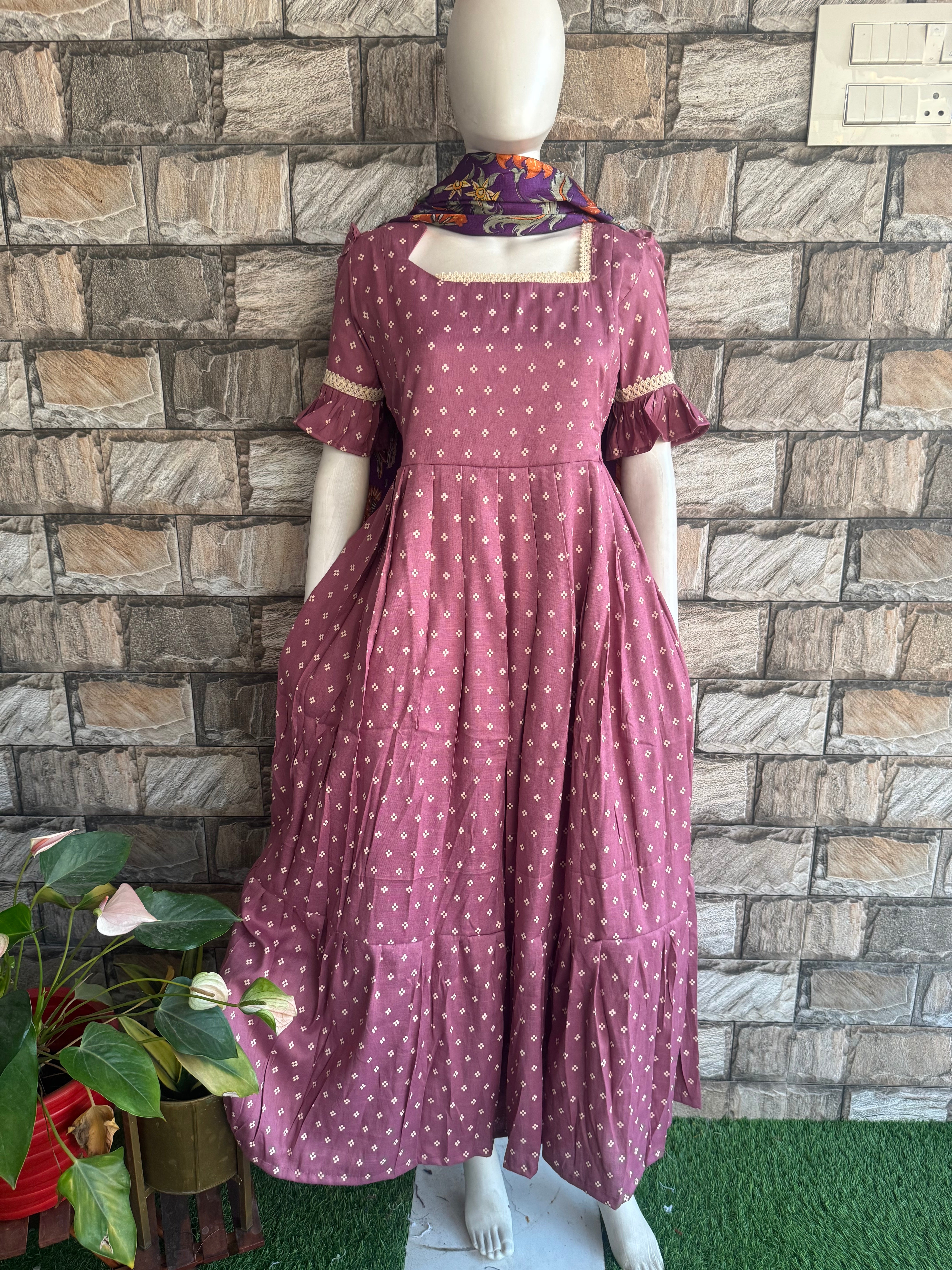 Lilac Soft mix cotton Maternity maxi