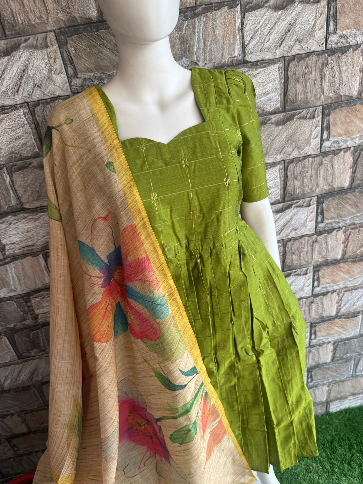 Raw silk Maternity Feeding maxi Budget launch Including dupatta