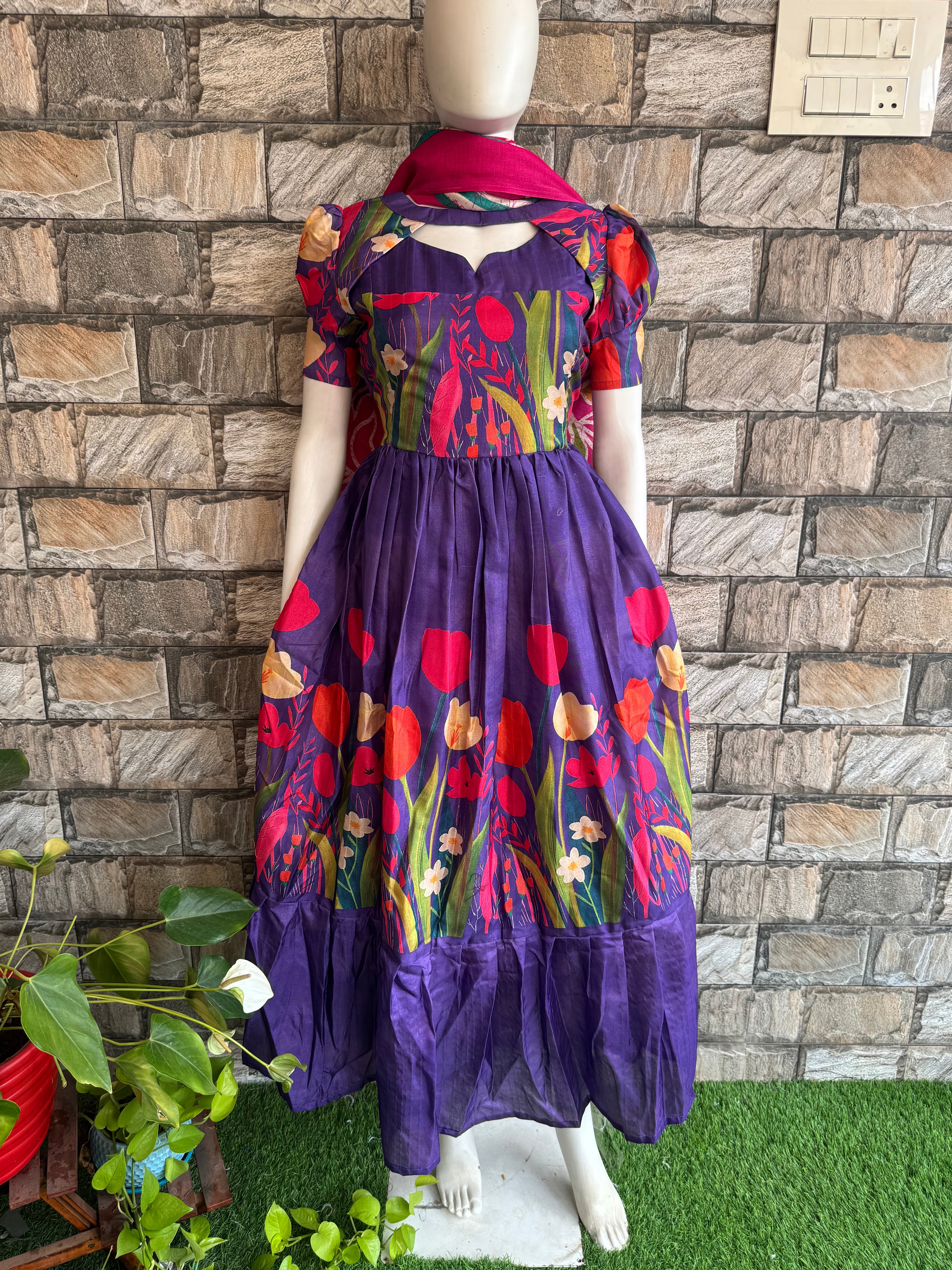 Chanderi Fabric Maternity maxi