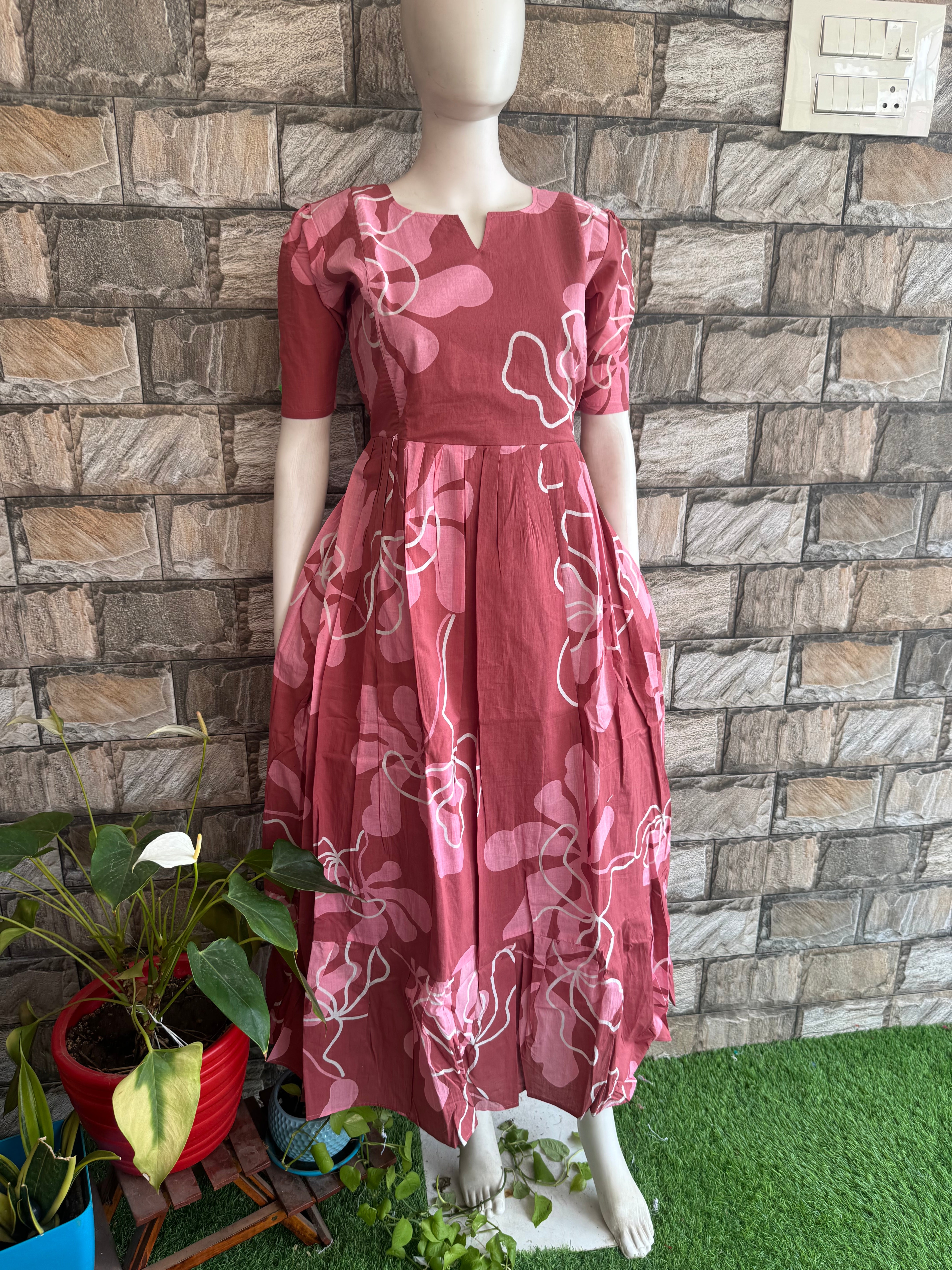 Brown pale onion shade   soft cotton Maternity maxi
