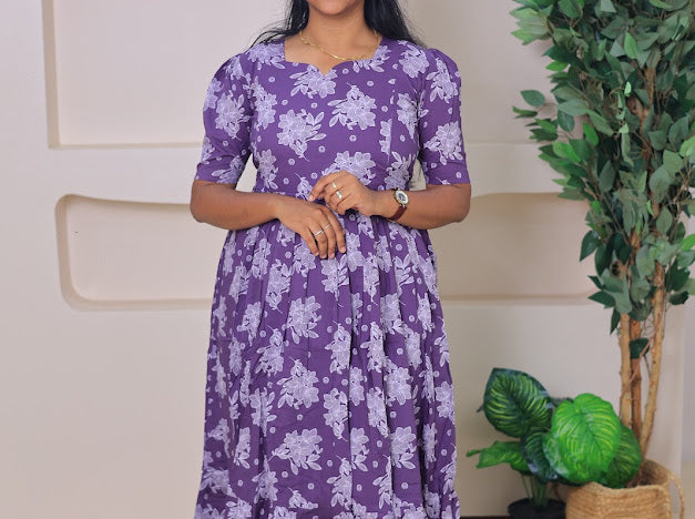 Soft cotton Maternity maxi - Pale lilac