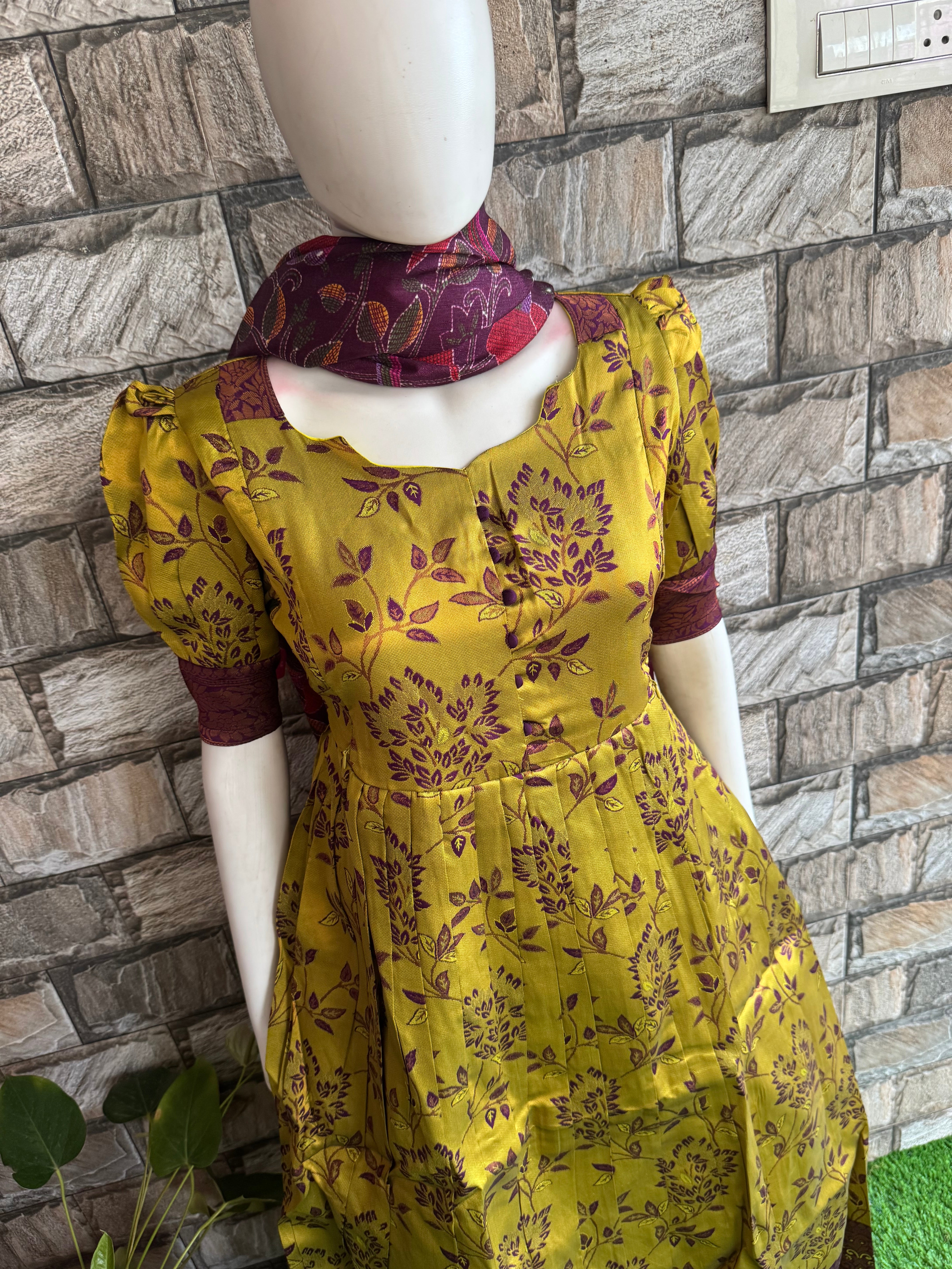 Festive wear Maternity Banarasi silk maxi Florescent