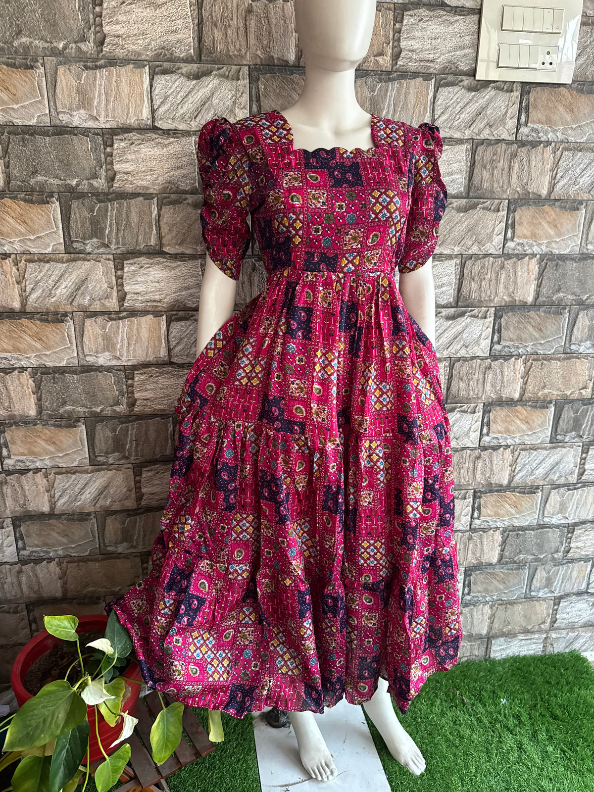 Delta crepe Maternity Feeding maxi Magenta rose