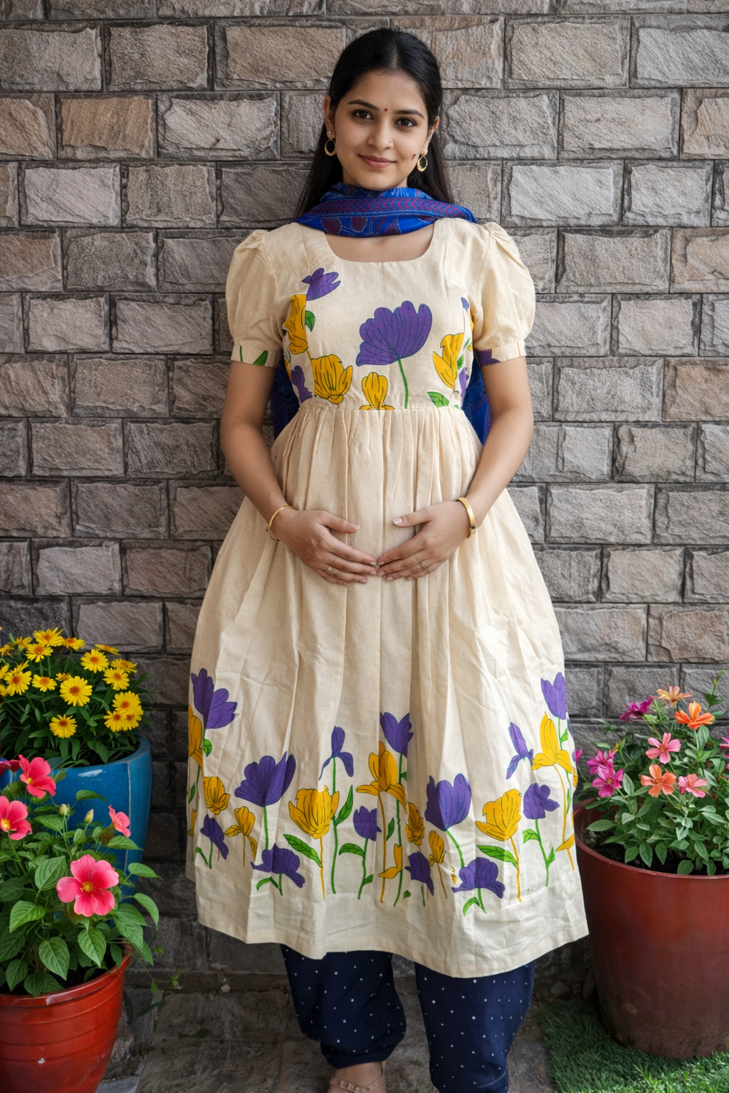 Daman Handloom cotton Maternity maxi