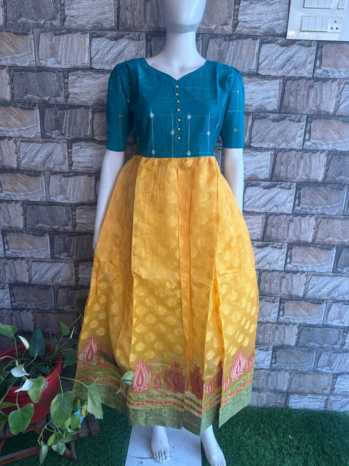 Art silk with Jaquard cotton Maternity Feeding maxi ONLY FEEDING
