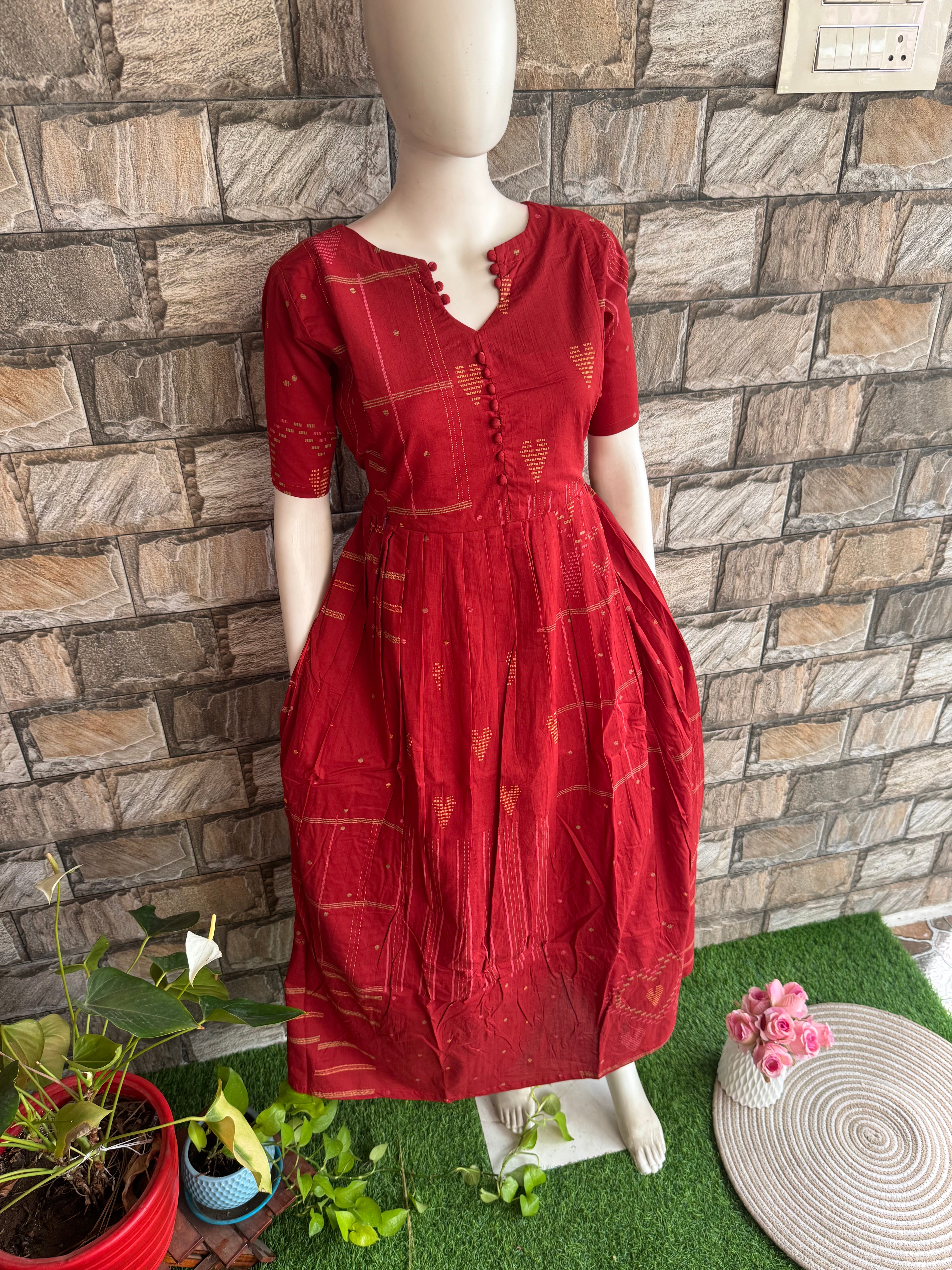 Maternity maxi Handloom cotton Best price Pale Maroon