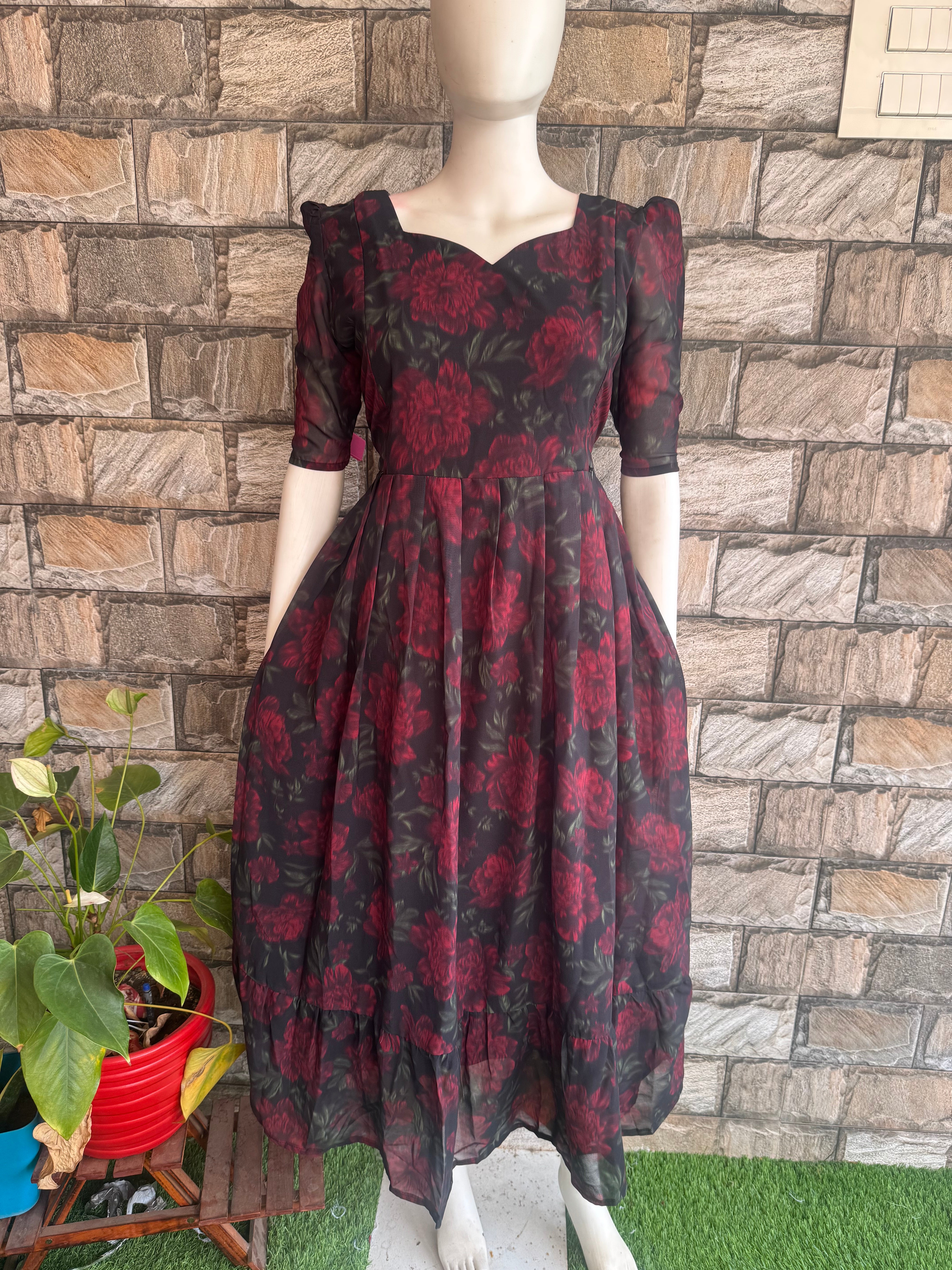 Black Georgette Maternity Maxi
