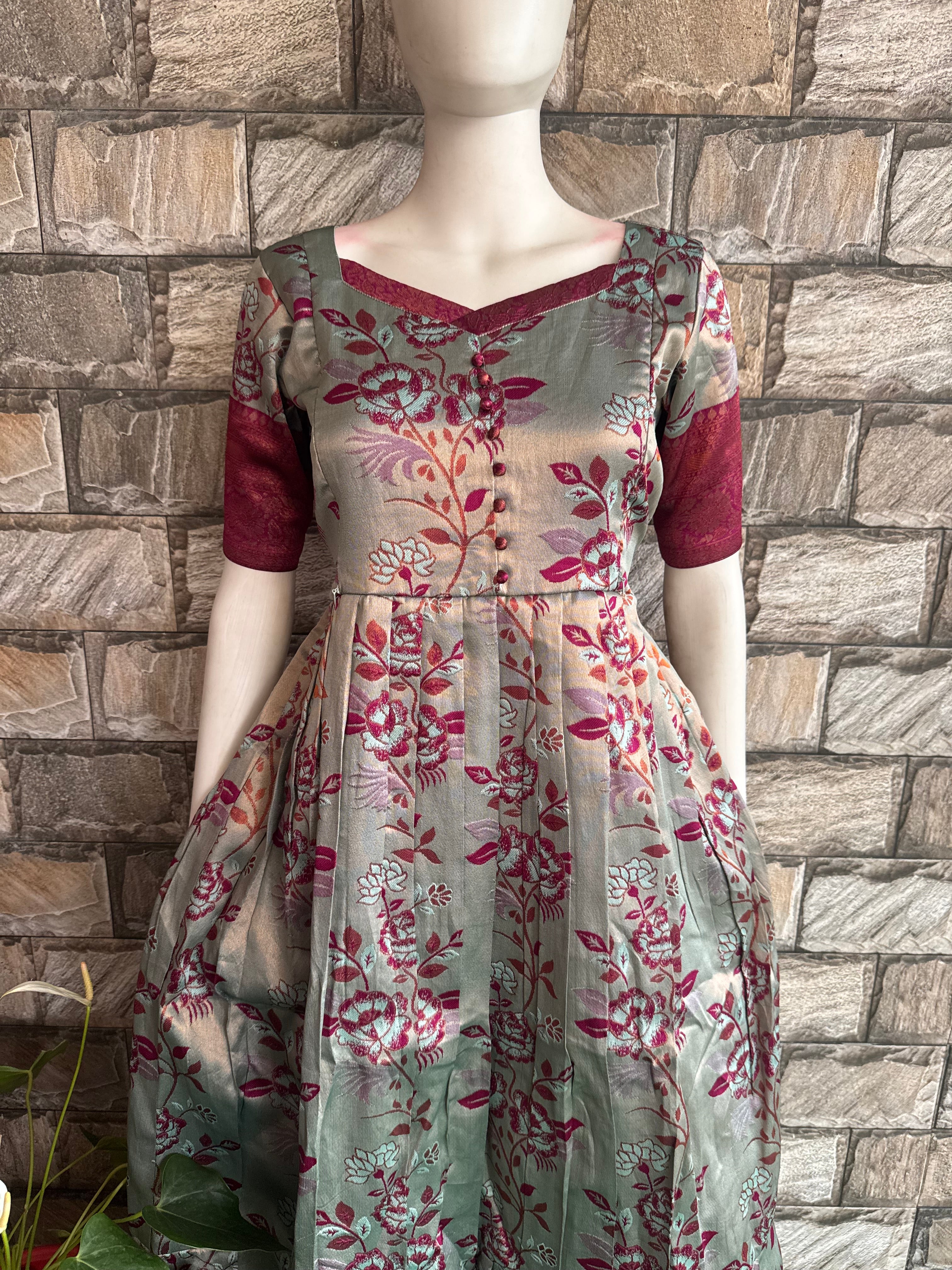 Festive wear Maternity Banarasi silk maxi