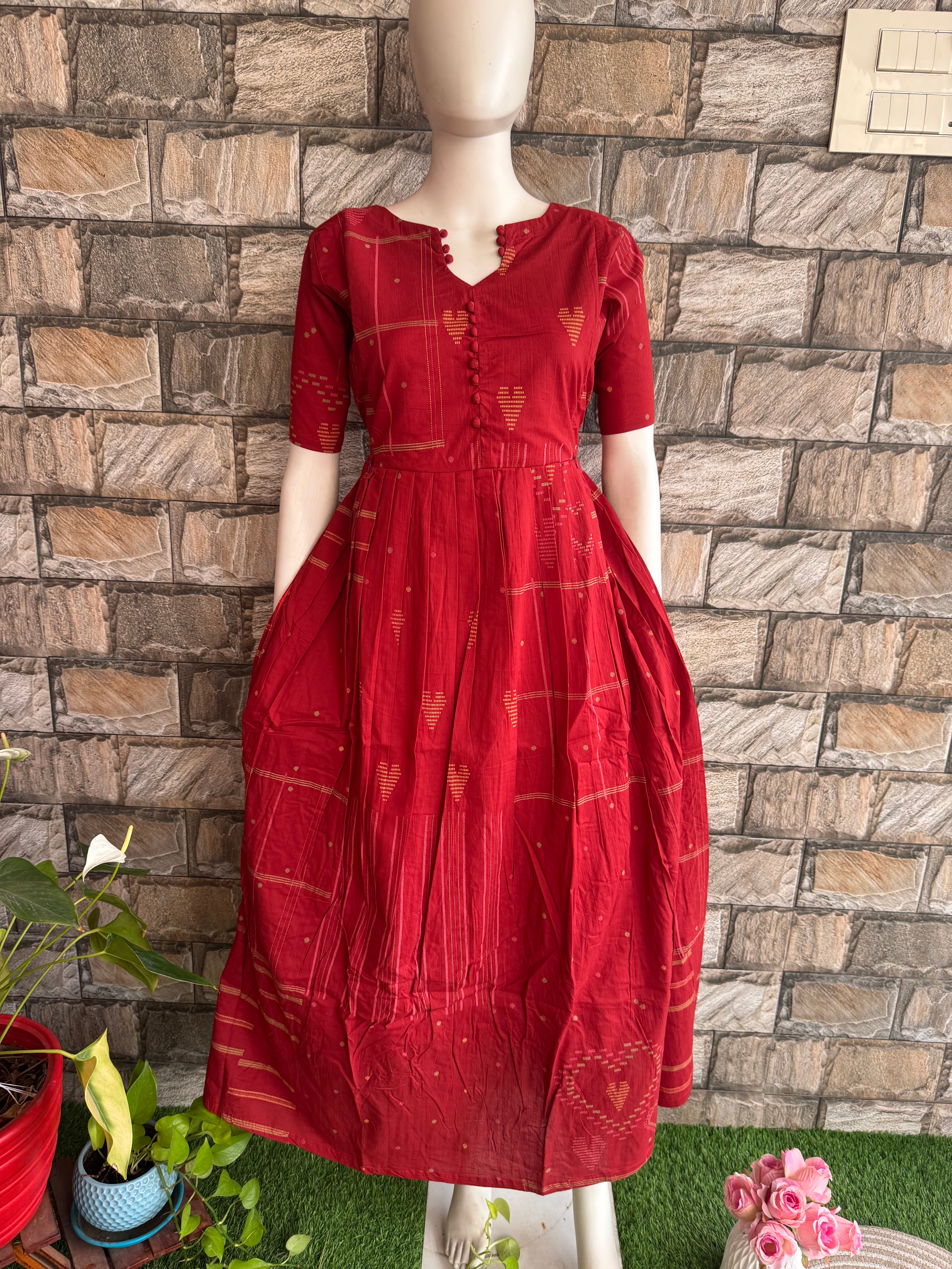 Maternity maxi Handloom cotton Best price Pale Maroon