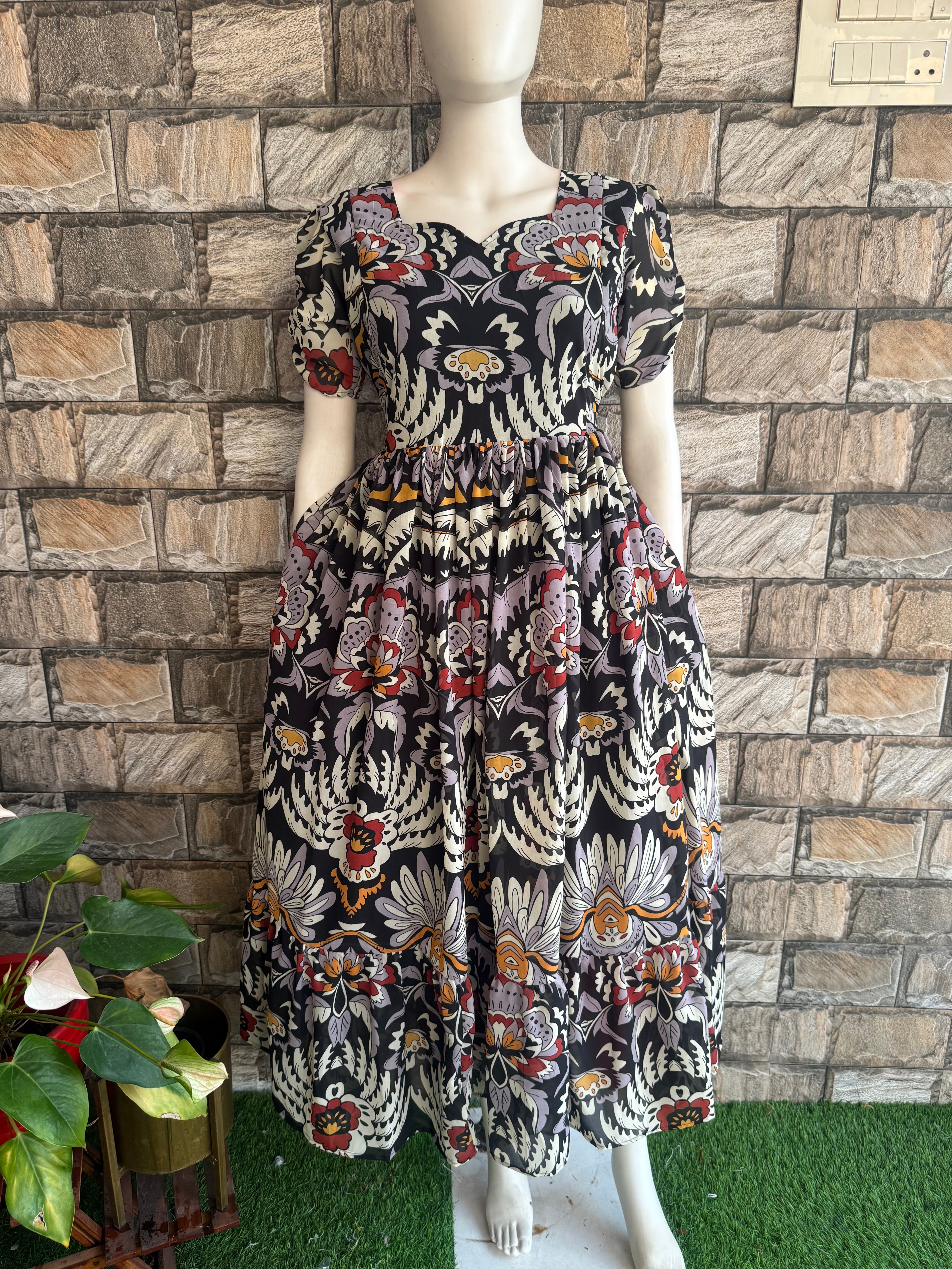 Black Kalamkari maternity Maxi